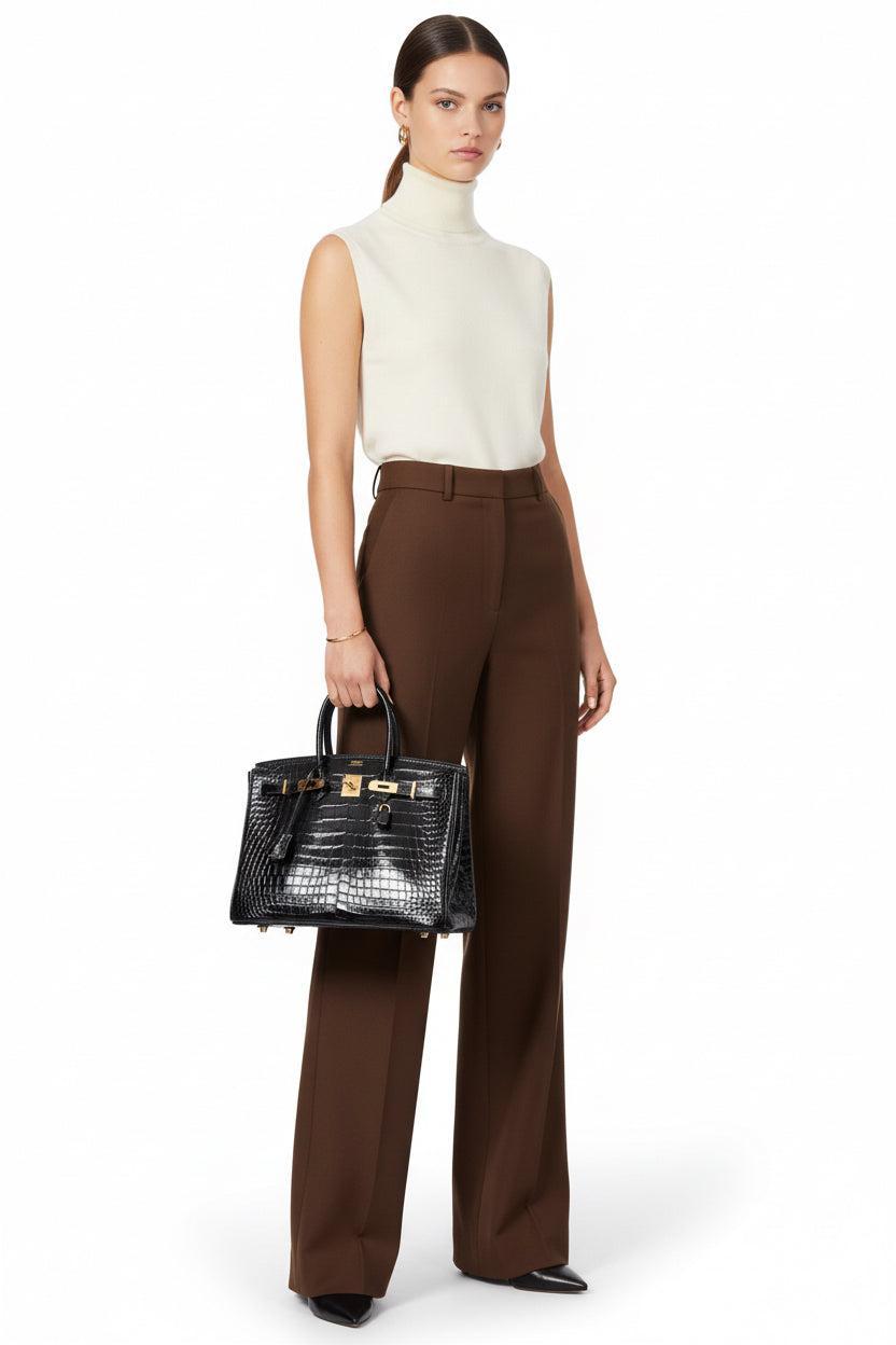Hermès Birkin 35 Black Shiny Porosus Crocodile with Gold Hardware
