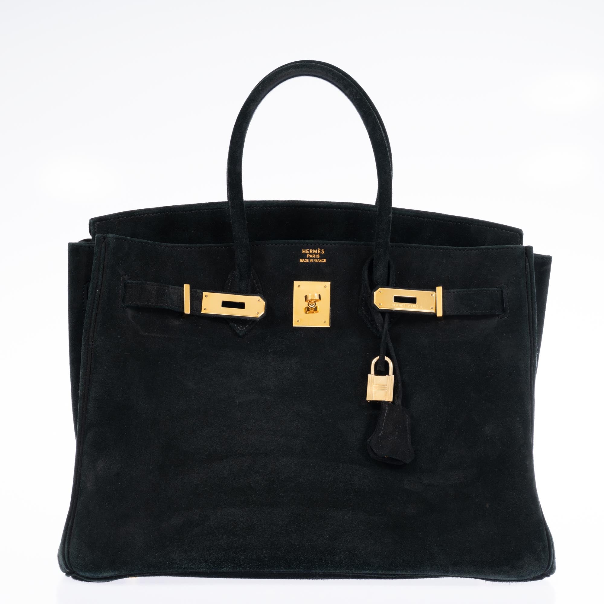 Hermès Birkin 35 Black Veau Velours Suede Gold Hardware