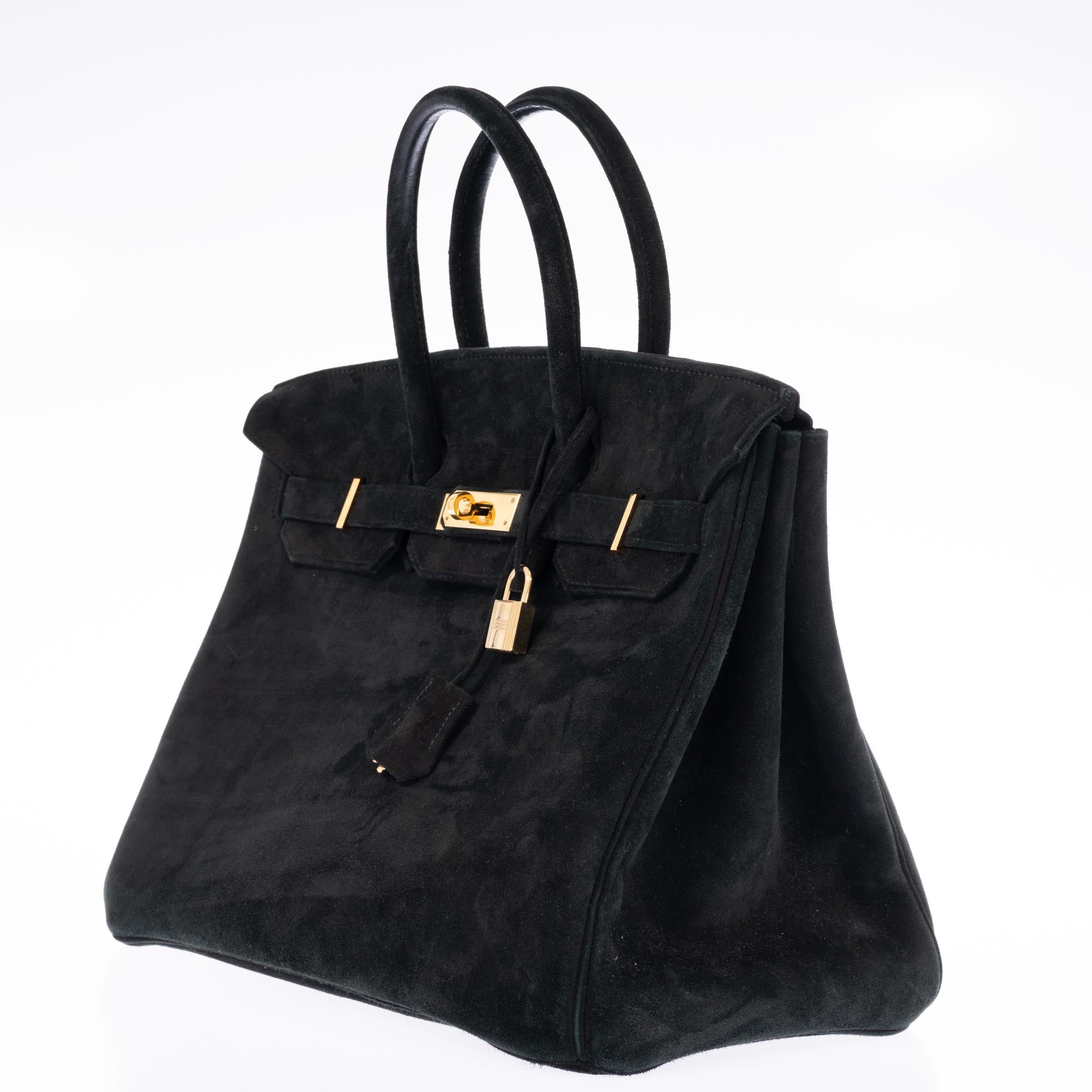 Hermès Birkin 35 Black Veau Velours Suede Gold Hardware