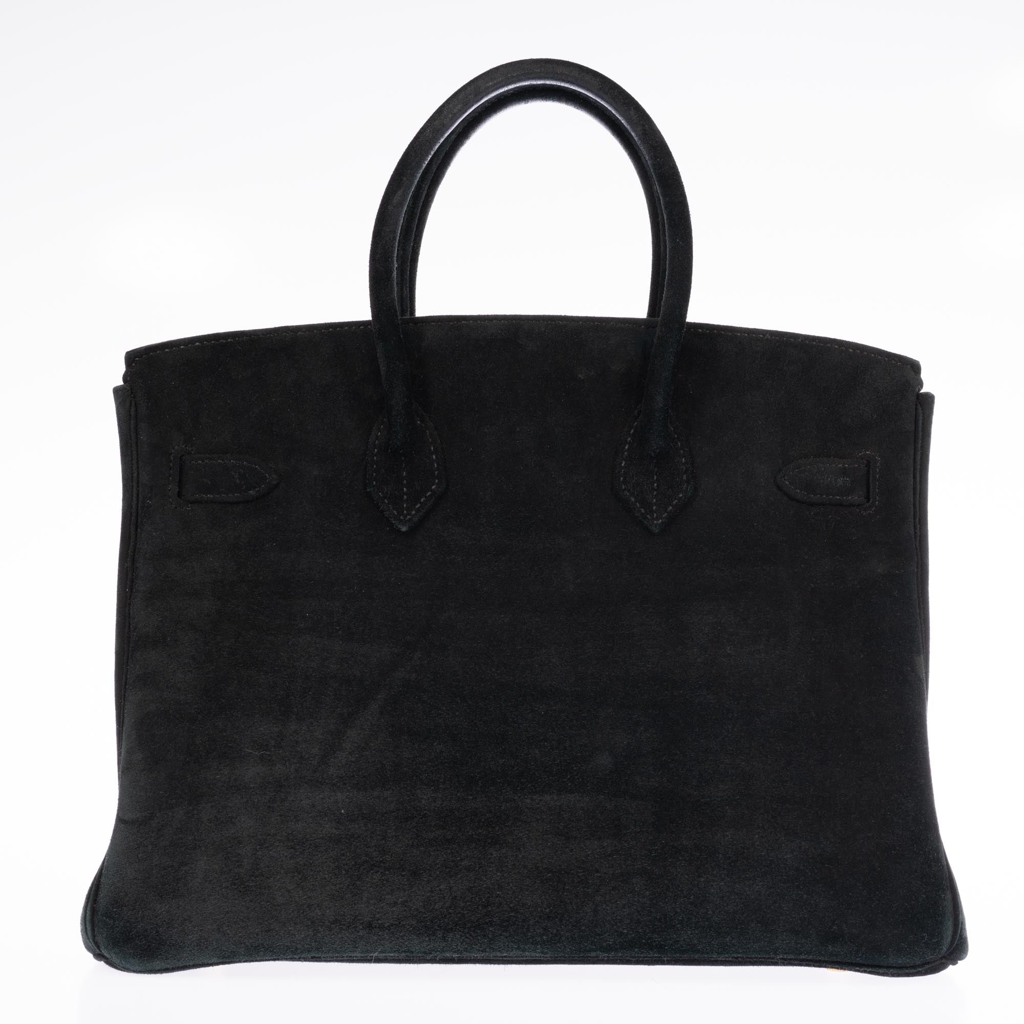 Hermès Birkin 35 Black Veau Velours Suede Gold Hardware