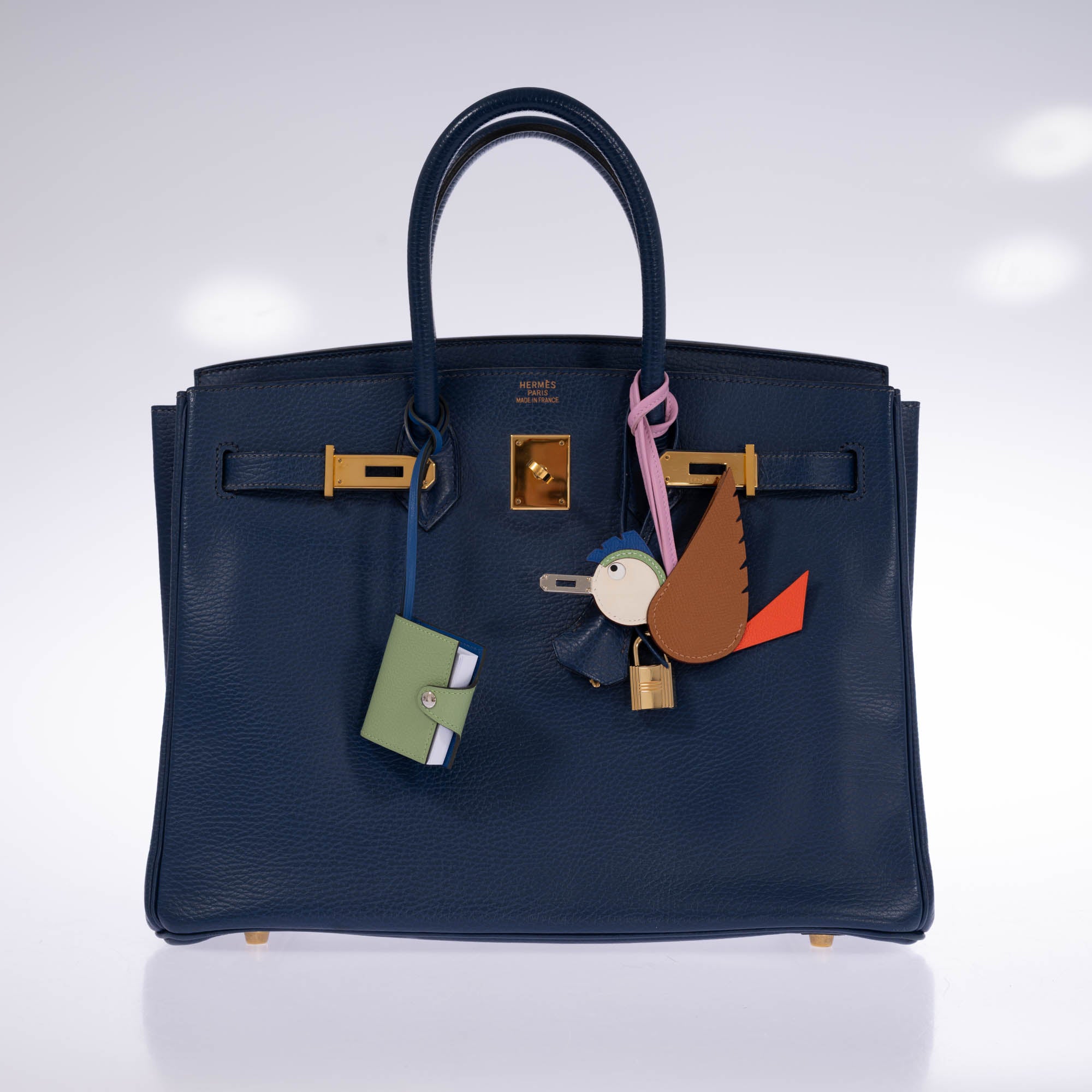 Hermes Birkin 35 Blue Saphire Ardennes leather Gold Hardware