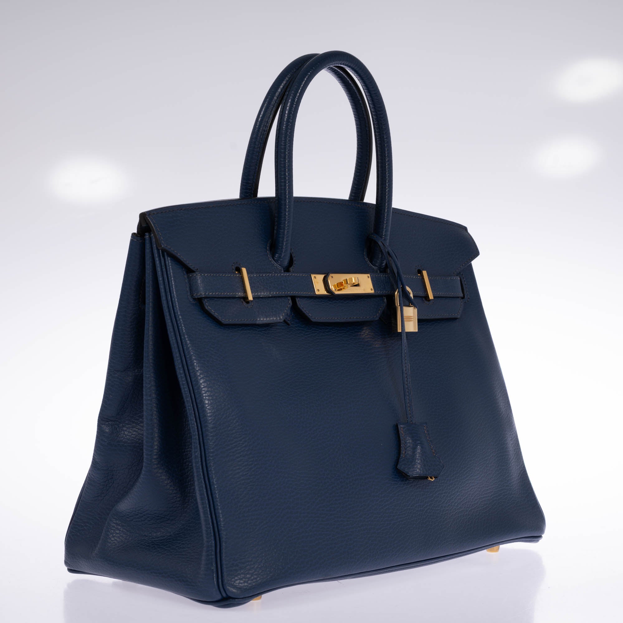 Hermes Birkin 35 Blue Saphire Ardennes leather Gold Hardware