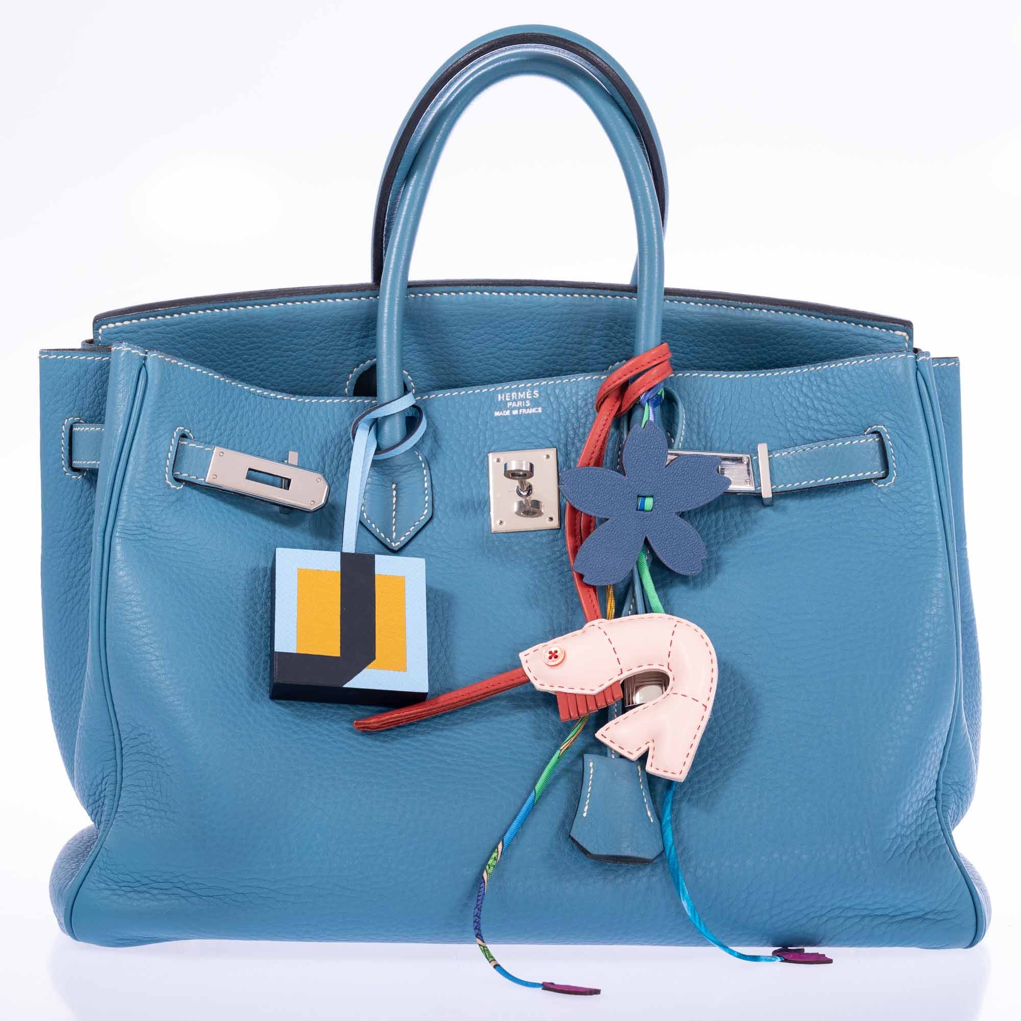Hermès Birkin 35 Blue Jean Clemence Palladium Hardware