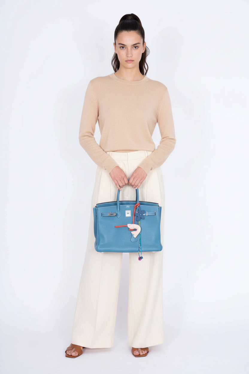 Hermès Birkin 35 Blue Jean Clemence Palladium Hardware