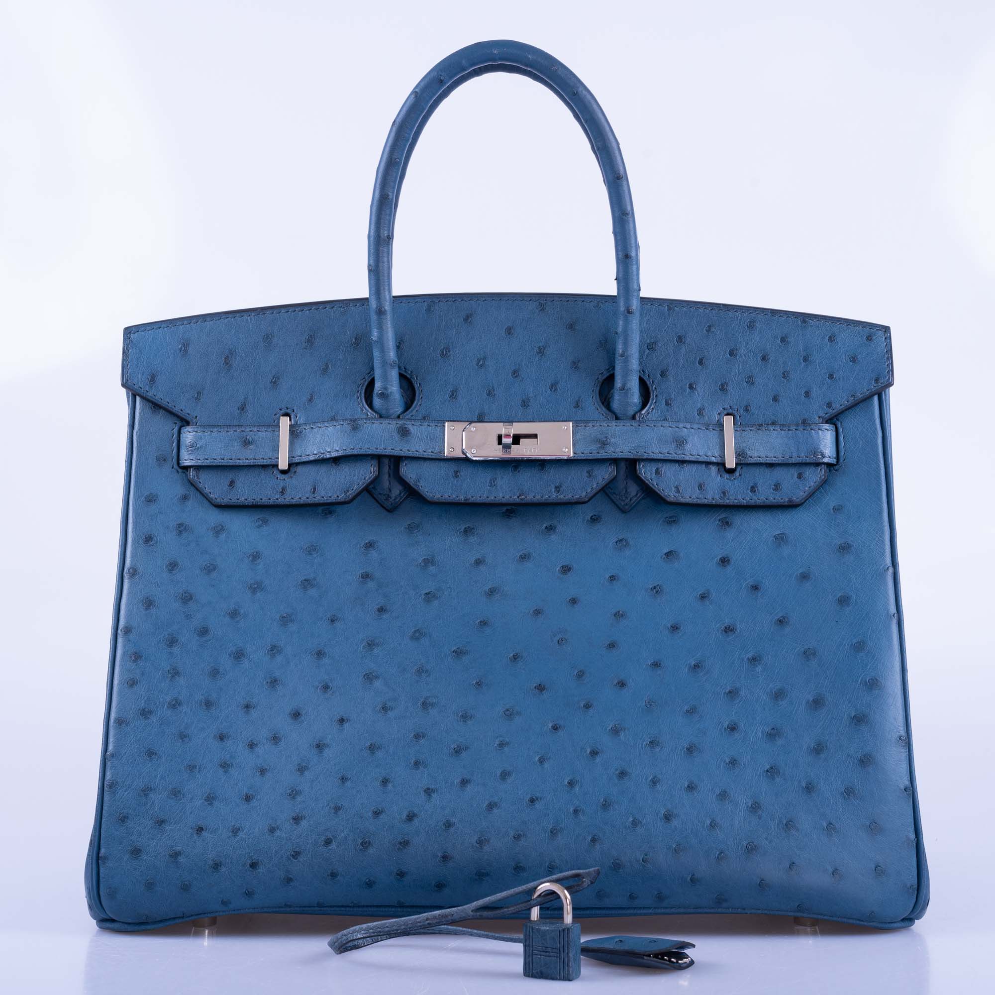 Hermès Birkin 35 Blue Roi Ostrich Palladium Hardware