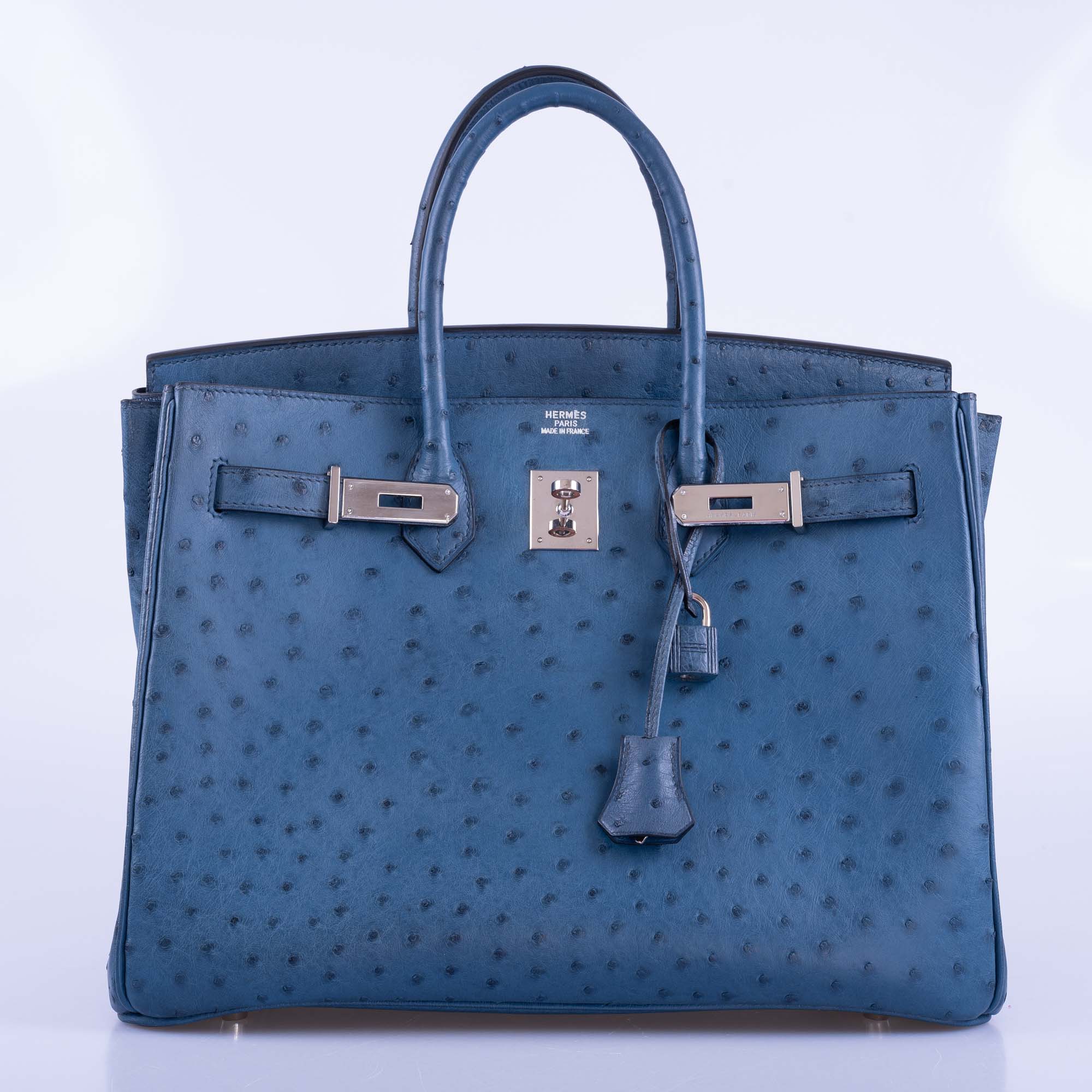 Hermès Birkin 35 Blue Roi Ostrich Palladium Hardware