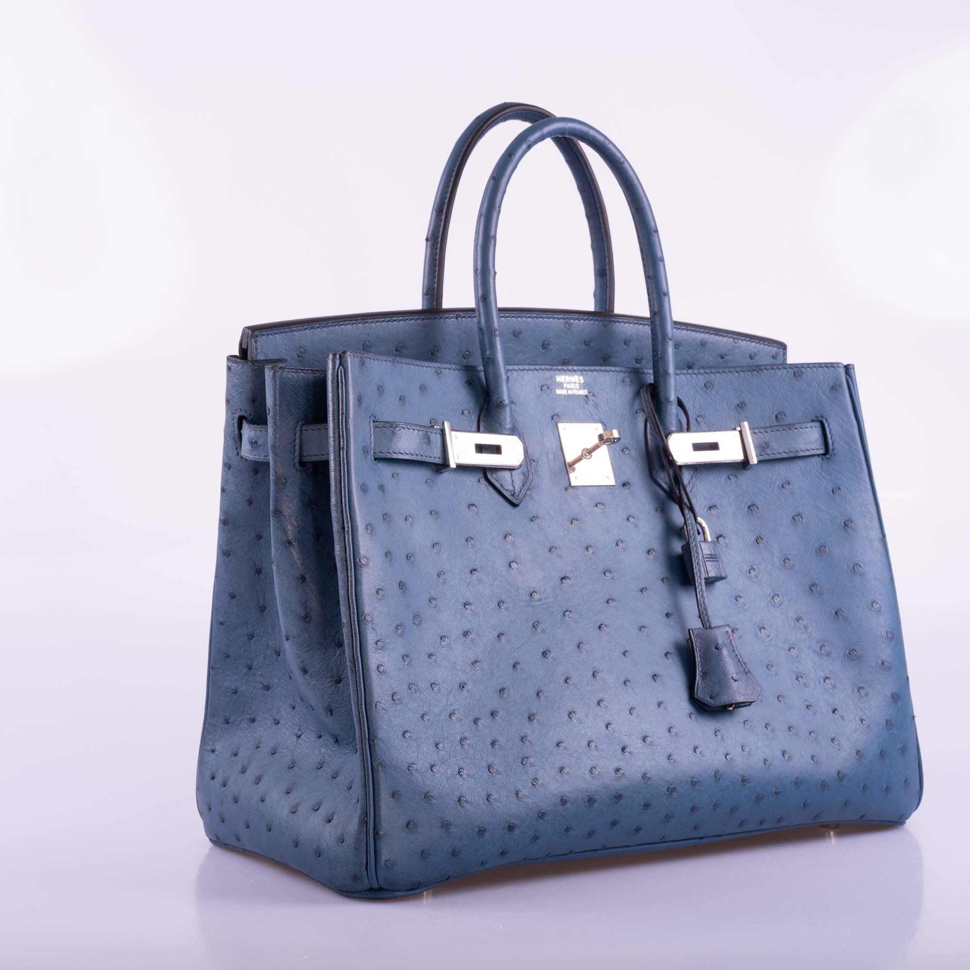 Hermès Birkin 35 Blue Roi Ostrich Palladium Hardware