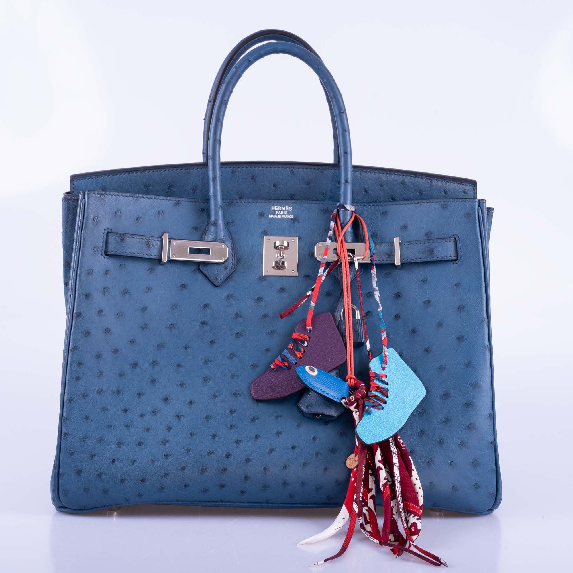 Hermès Birkin 35 Blue Roi Ostrich Palladium Hardware