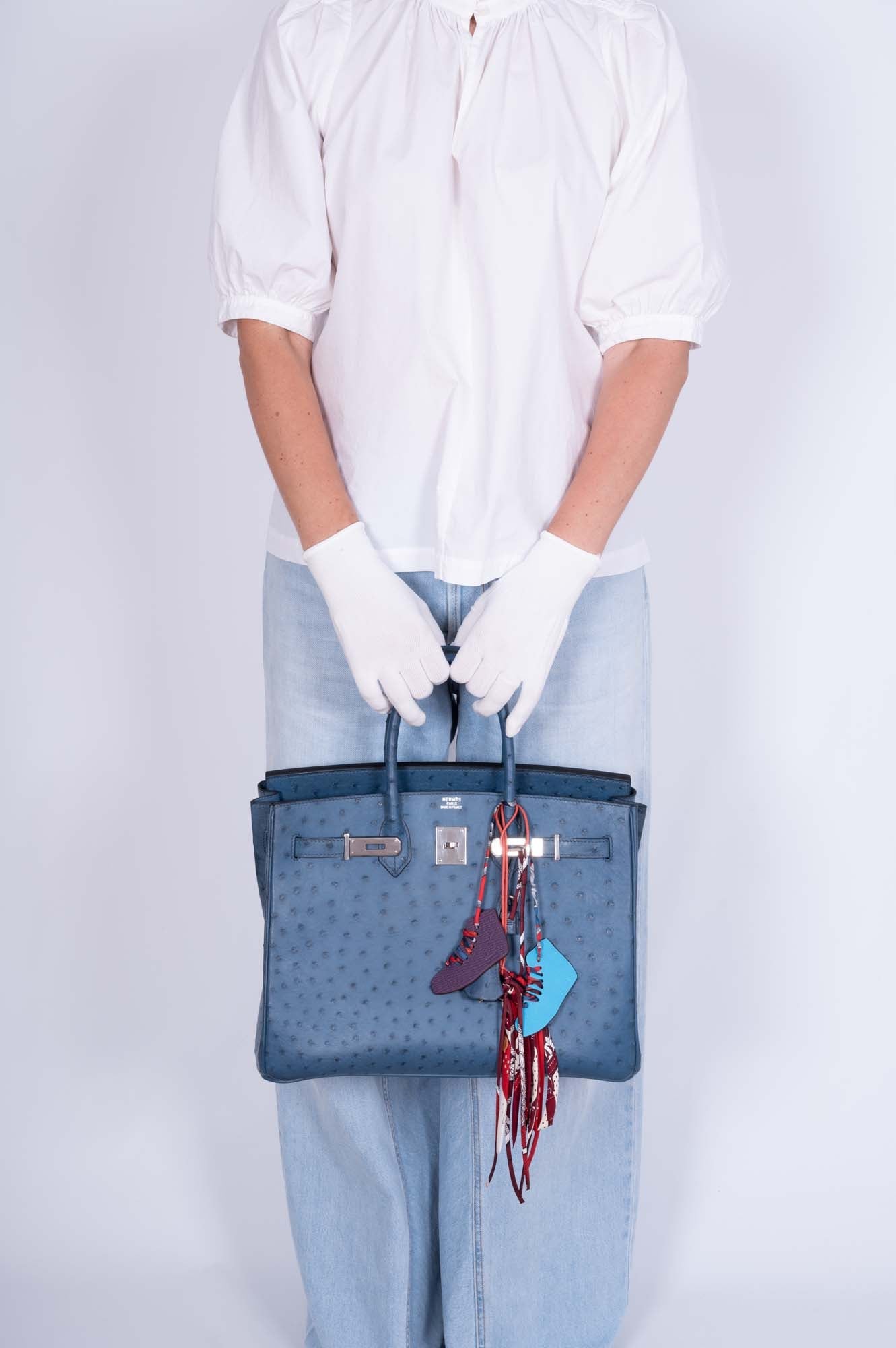 Hermès Birkin 35 Blue Roi Ostrich Palladium Hardware