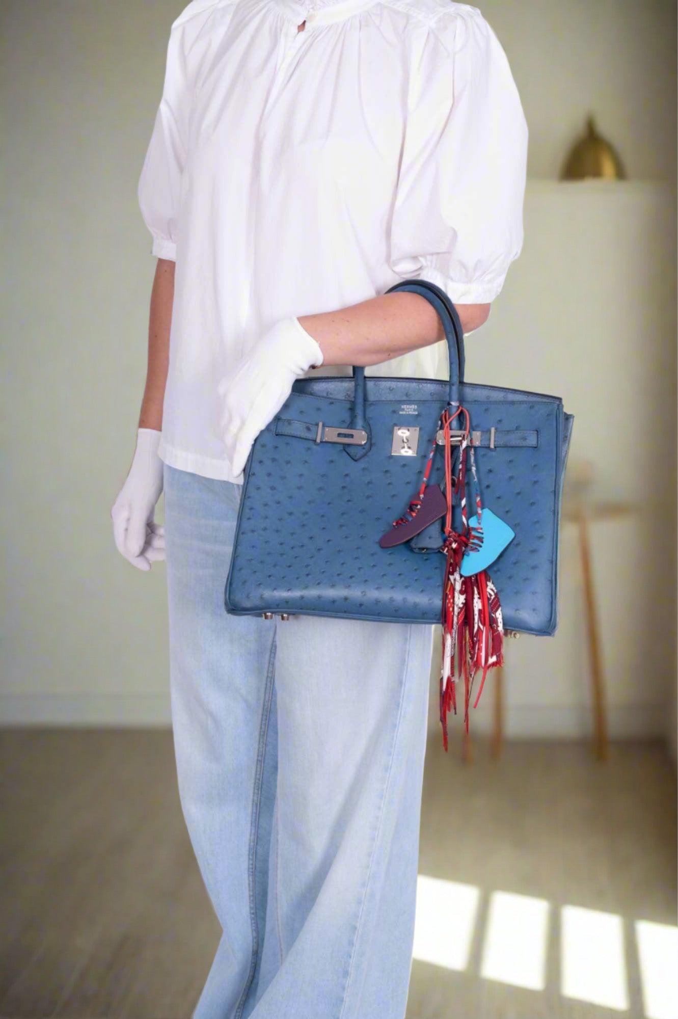 Hermès Birkin 35 Blue Roi Ostrich Palladium Hardware