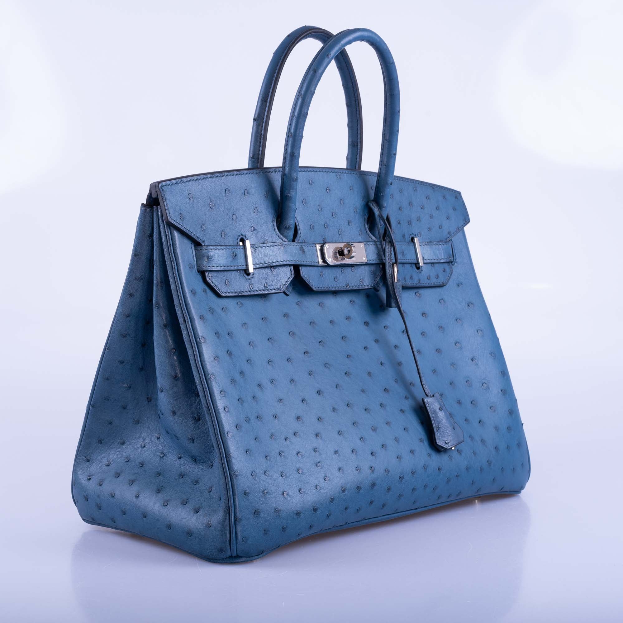 Hermès Birkin 35 Blue Roi Ostrich Palladium Hardware