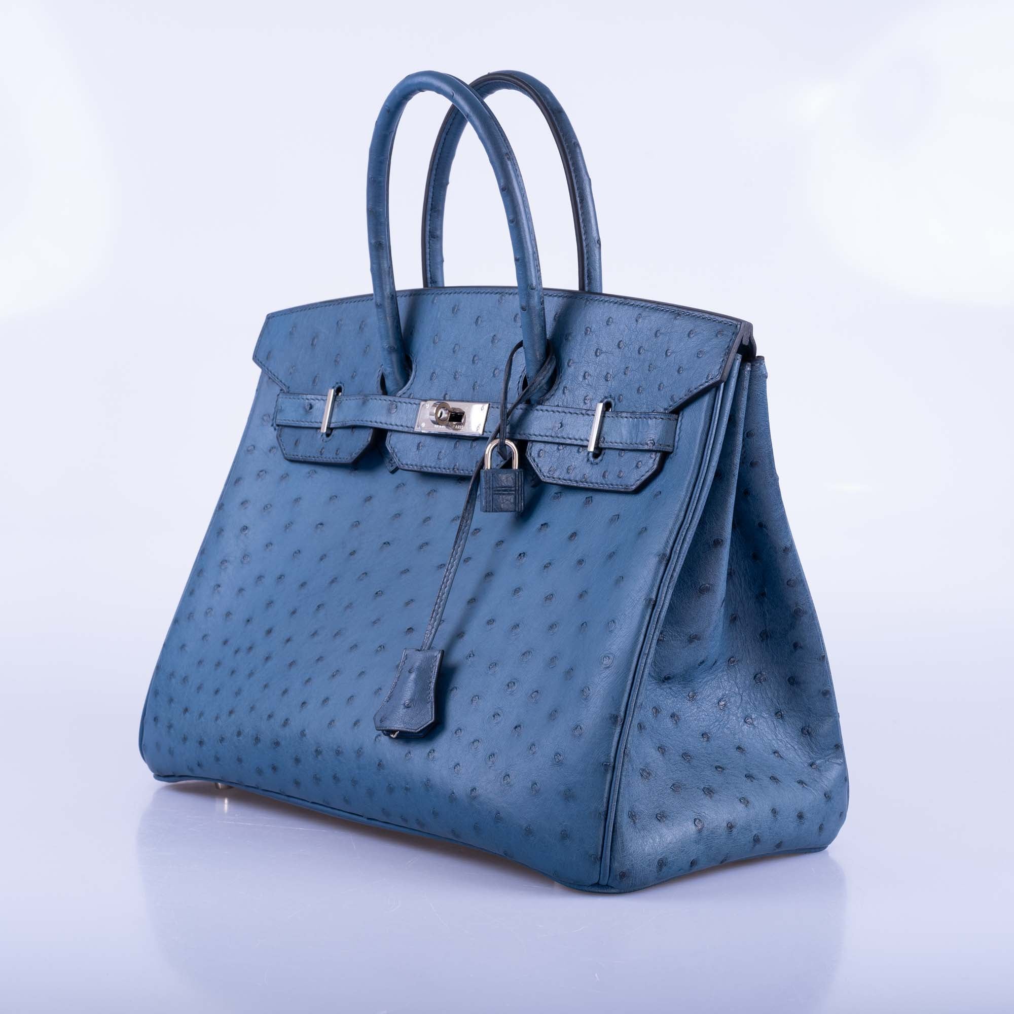 Hermès Birkin 35 Blue Roi Ostrich Palladium Hardware