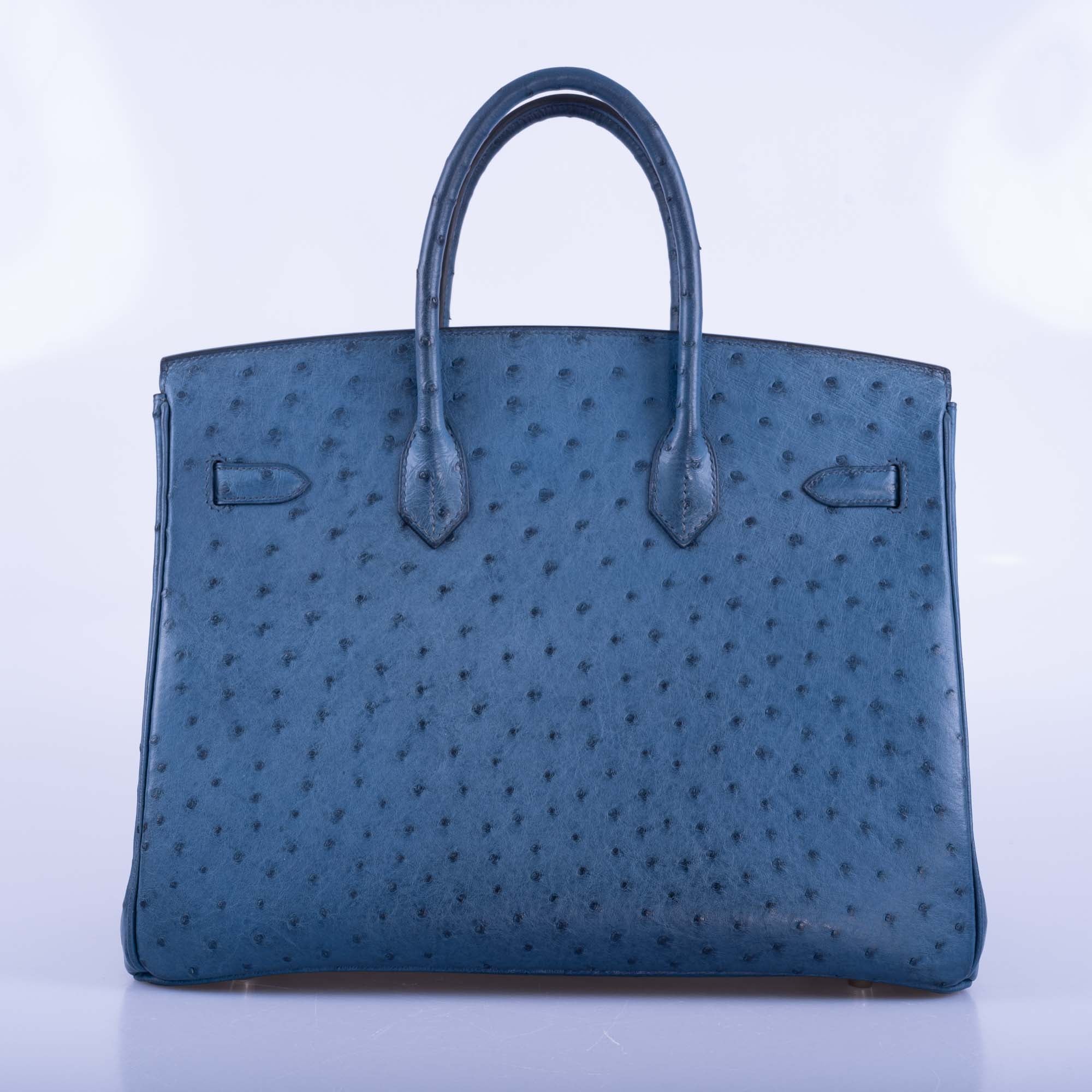 Hermès Birkin 35 Blue Roi Ostrich Palladium Hardware