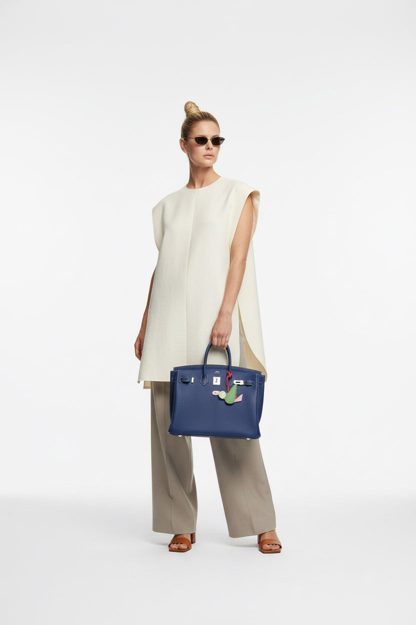 Hermès Birkin 35 Blue Saphir Novillo "Sea, Surf and Fun" Interior Palladium Hardware