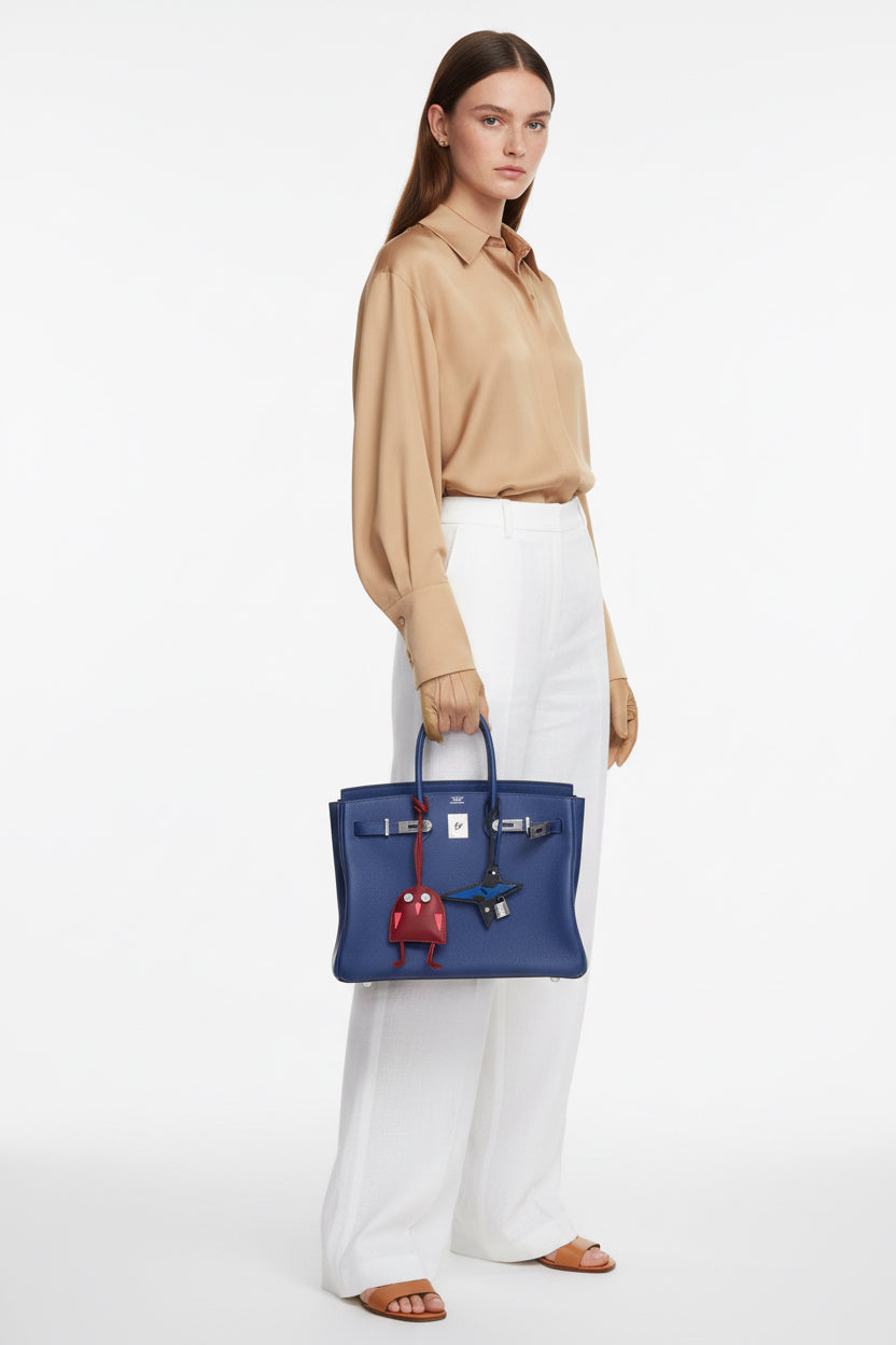 Hermès Birkin 35 Blue Saphir Novillo "Sea, Surf and Fun" Interior Palladium Hardware