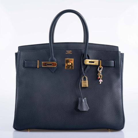 Hermès Birkin 35 Blue Sapphire Ardennes leather Gold Hardware