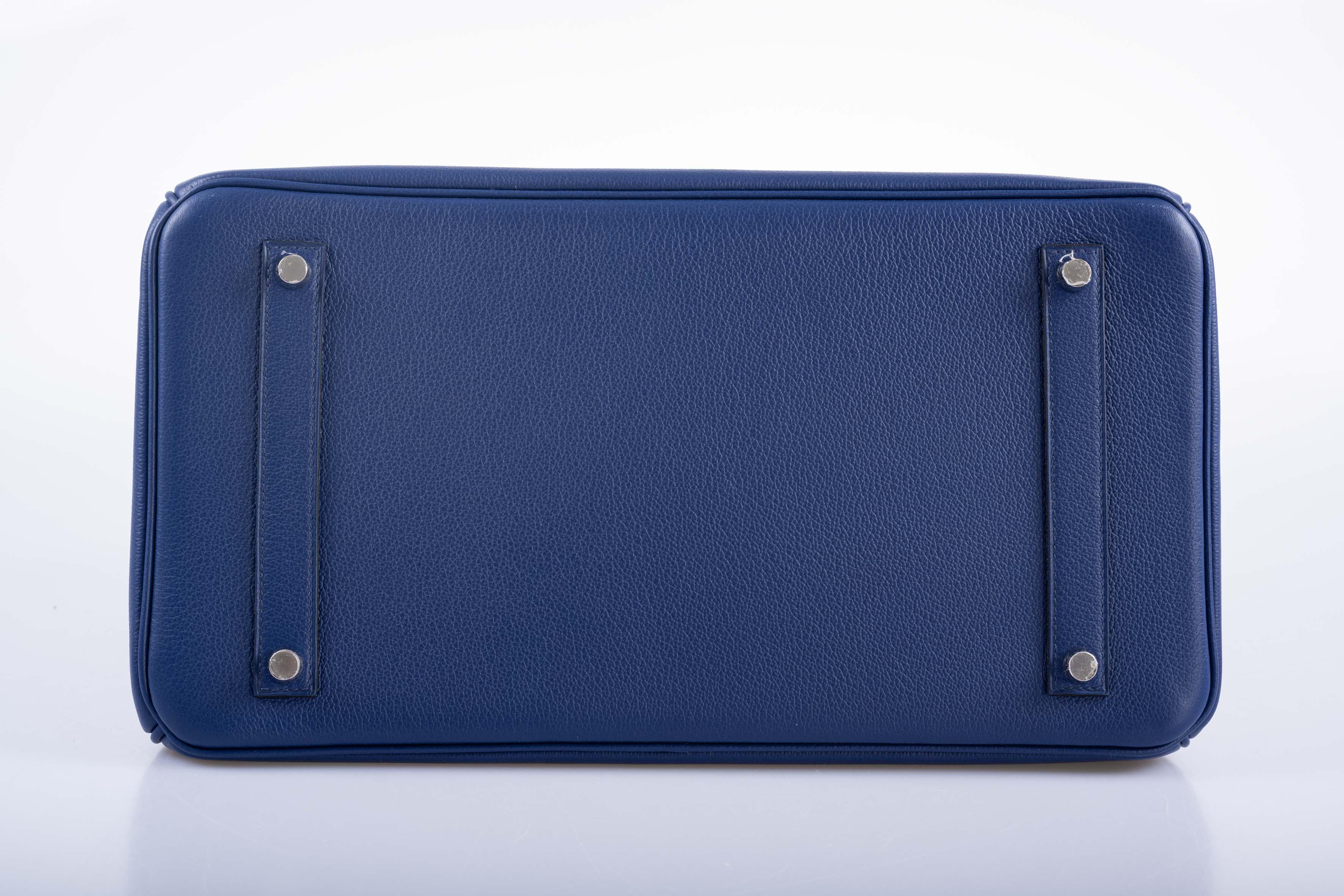 Hermès Birkin 35 Blue Sapphire Novillo with 'Sea, Surf and Fun' Interior Palladium Hardware
