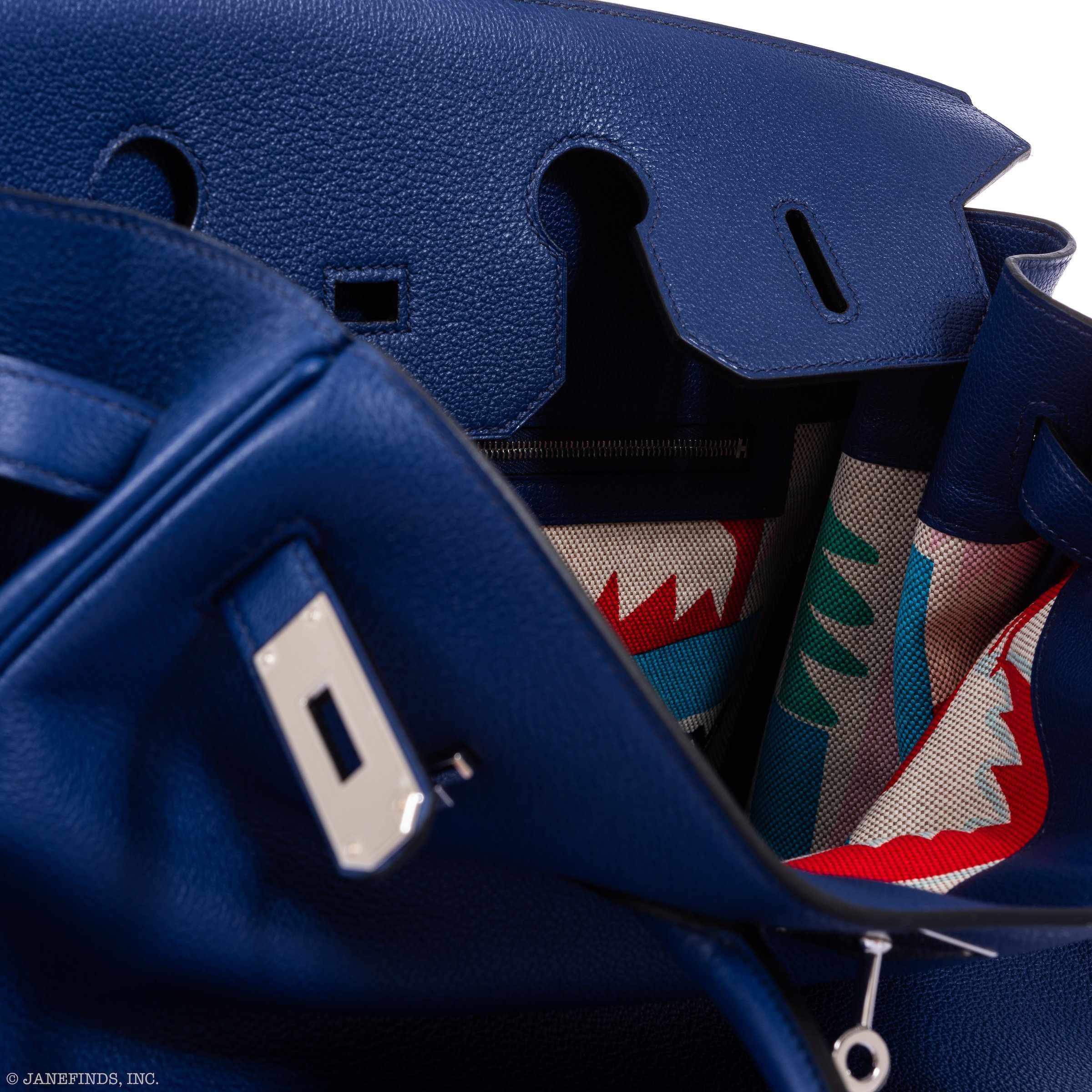 Hermès Birkin 35 Blue Sapphire Novillo with 'Sea, Surf and Fun' Interior Palladium Hardware