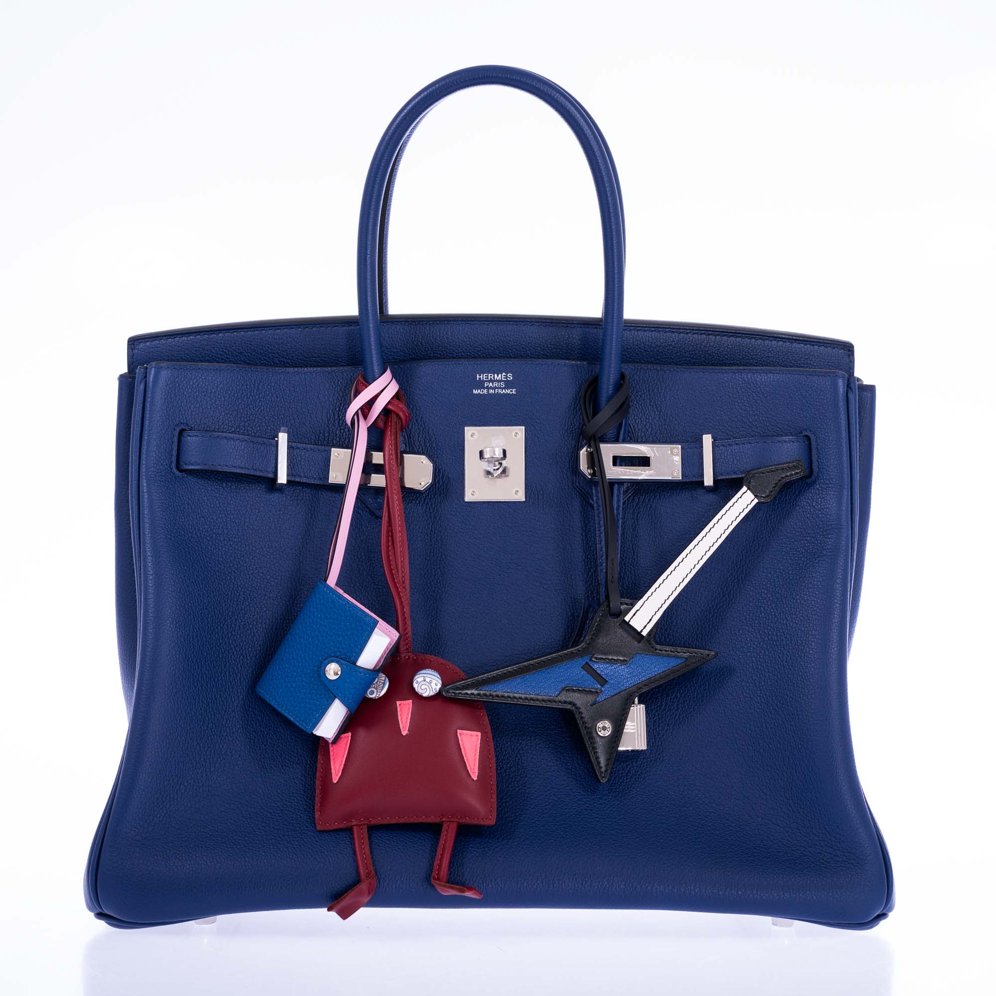 Hermès Birkin 35 Blue Sapphire Novillo with 'Sea, Surf and Fun' Interior Palladium Hardware