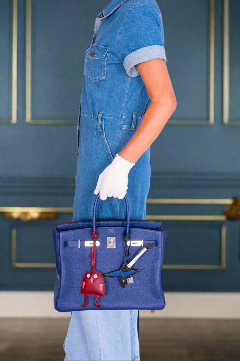 Hermès Birkin 35 Blue Sapphire Novillo with 'Sea, Surf and Fun' Interior Palladium Hardware