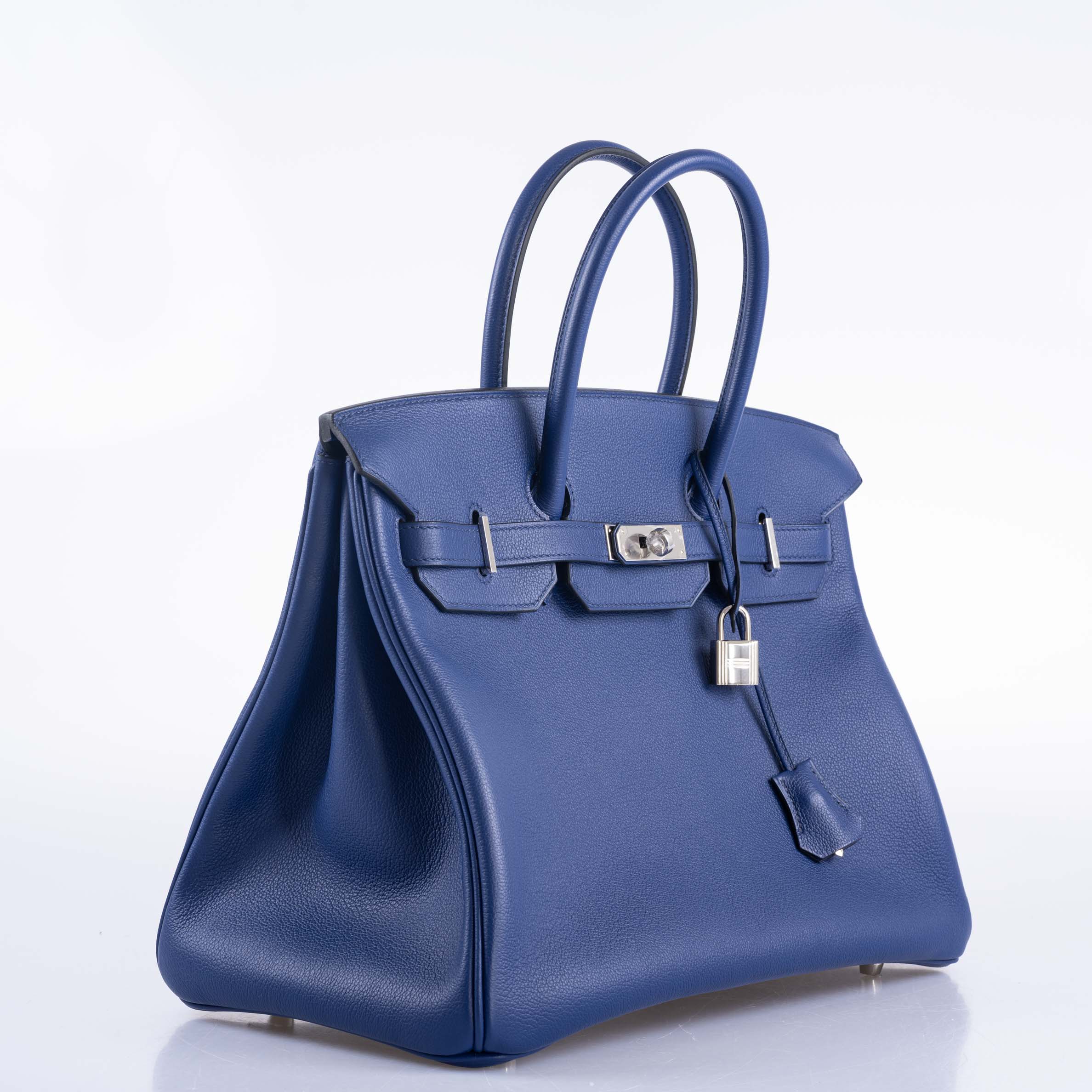 Hermès Birkin 35 Blue Sapphire Novillo with 'Sea, Surf and Fun' Interior Palladium Hardware