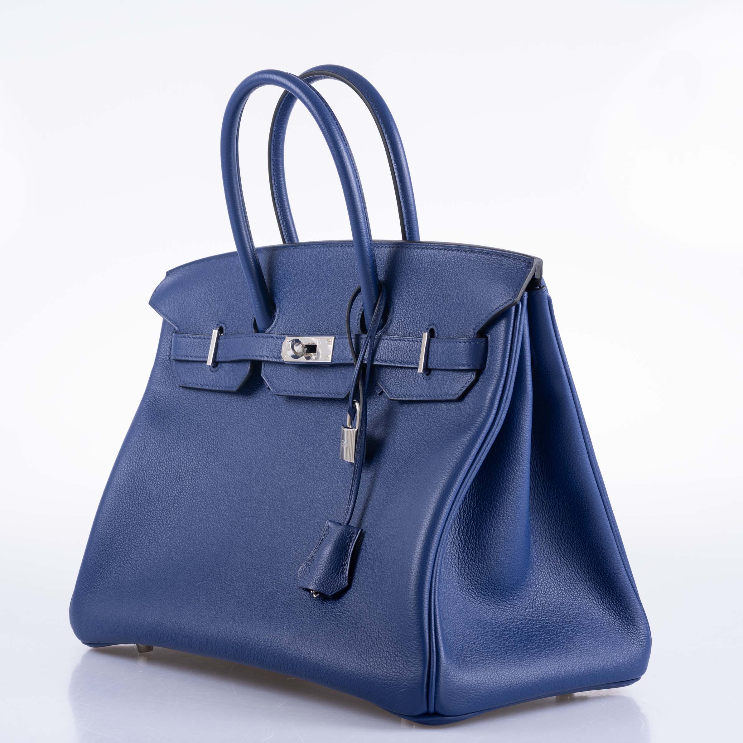 Hermès Birkin 35 Blue Sapphire Novillo with 'Sea, Surf and Fun' Interior Palladium Hardware