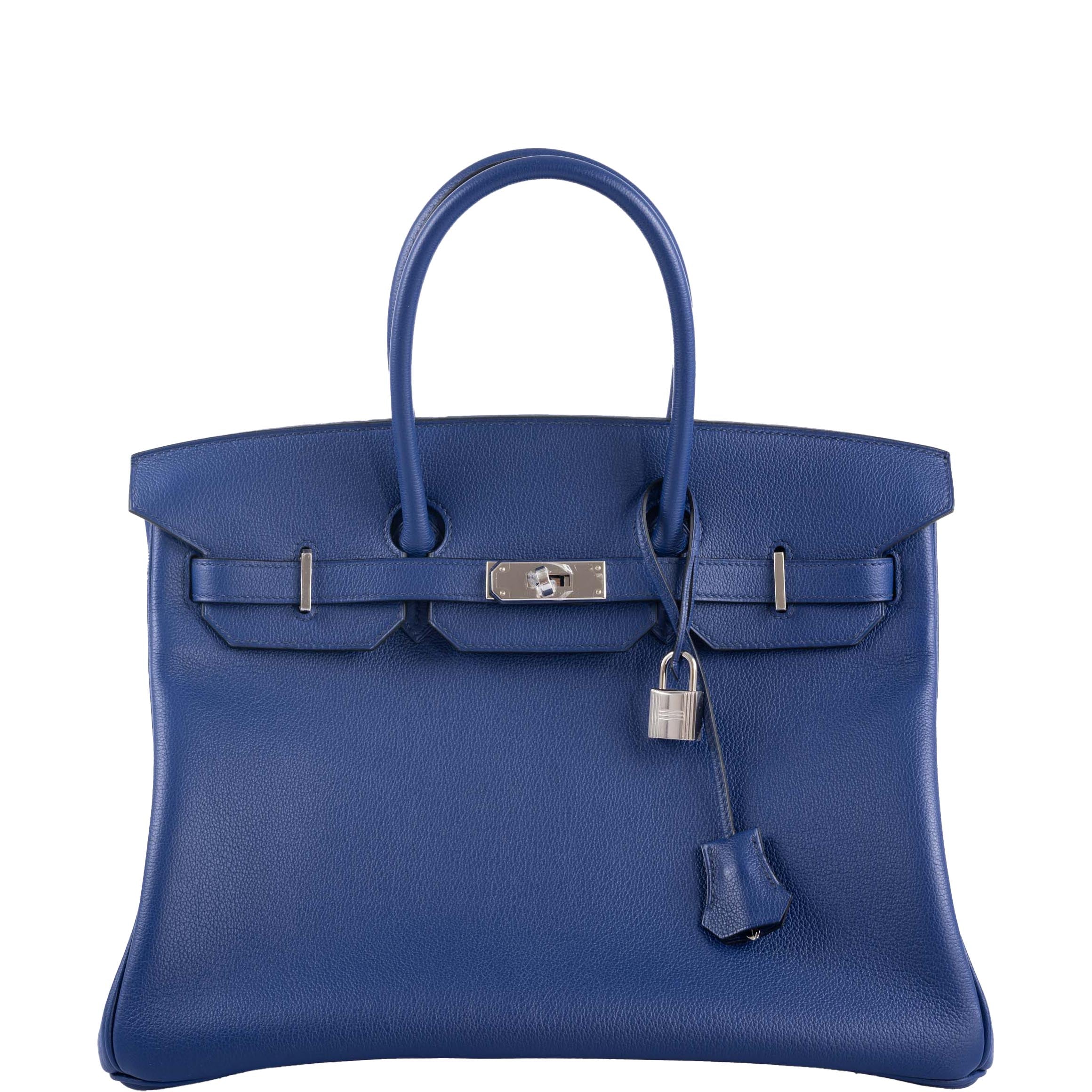 Hermès Birkin 35 Blue Sapphire Novillo with 'Sea, Surf and Fun' Interior Palladium Hardware