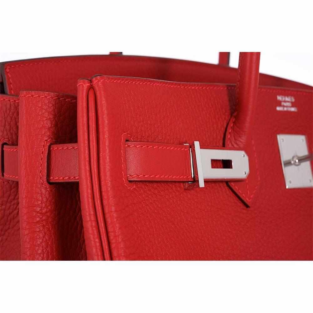 Hermès Birkin 35 Chèvre Rouge Casaque Palladium hardware