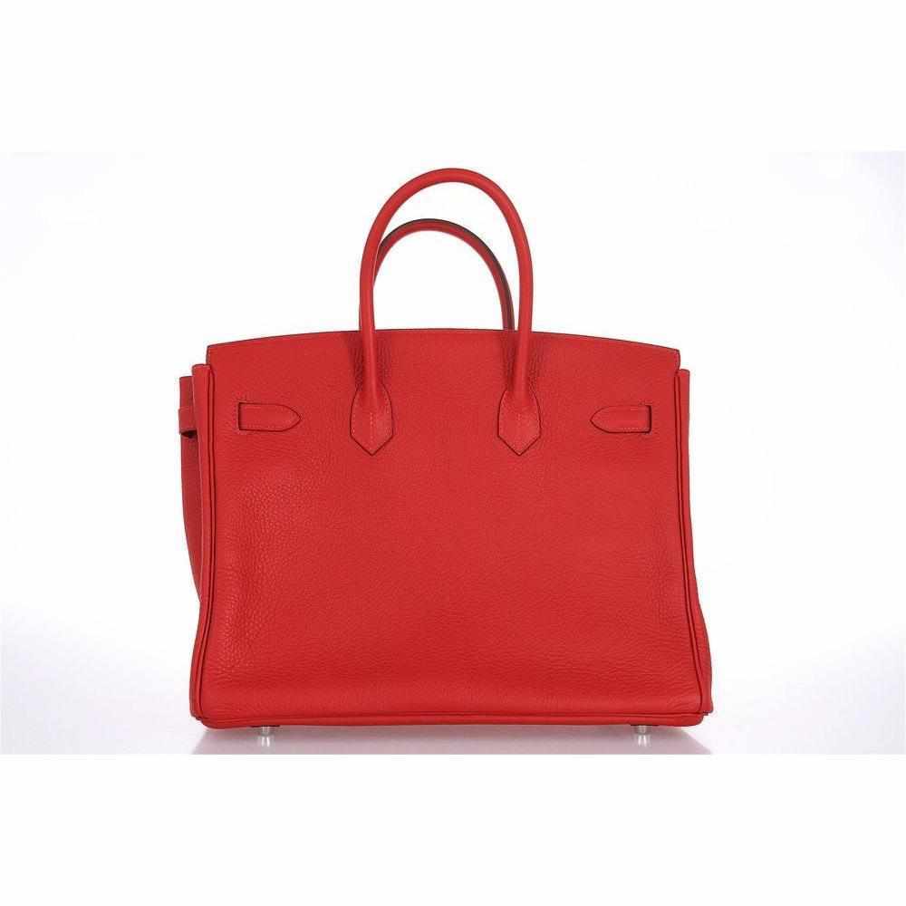 Hermès Birkin 35 Chèvre Rouge Casaque Palladium hardware