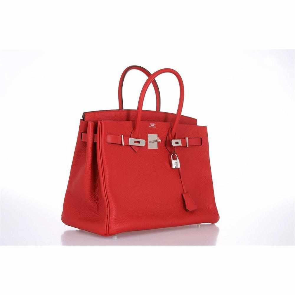 Hermès Birkin 35 Chèvre Rouge Casaque Palladium hardware