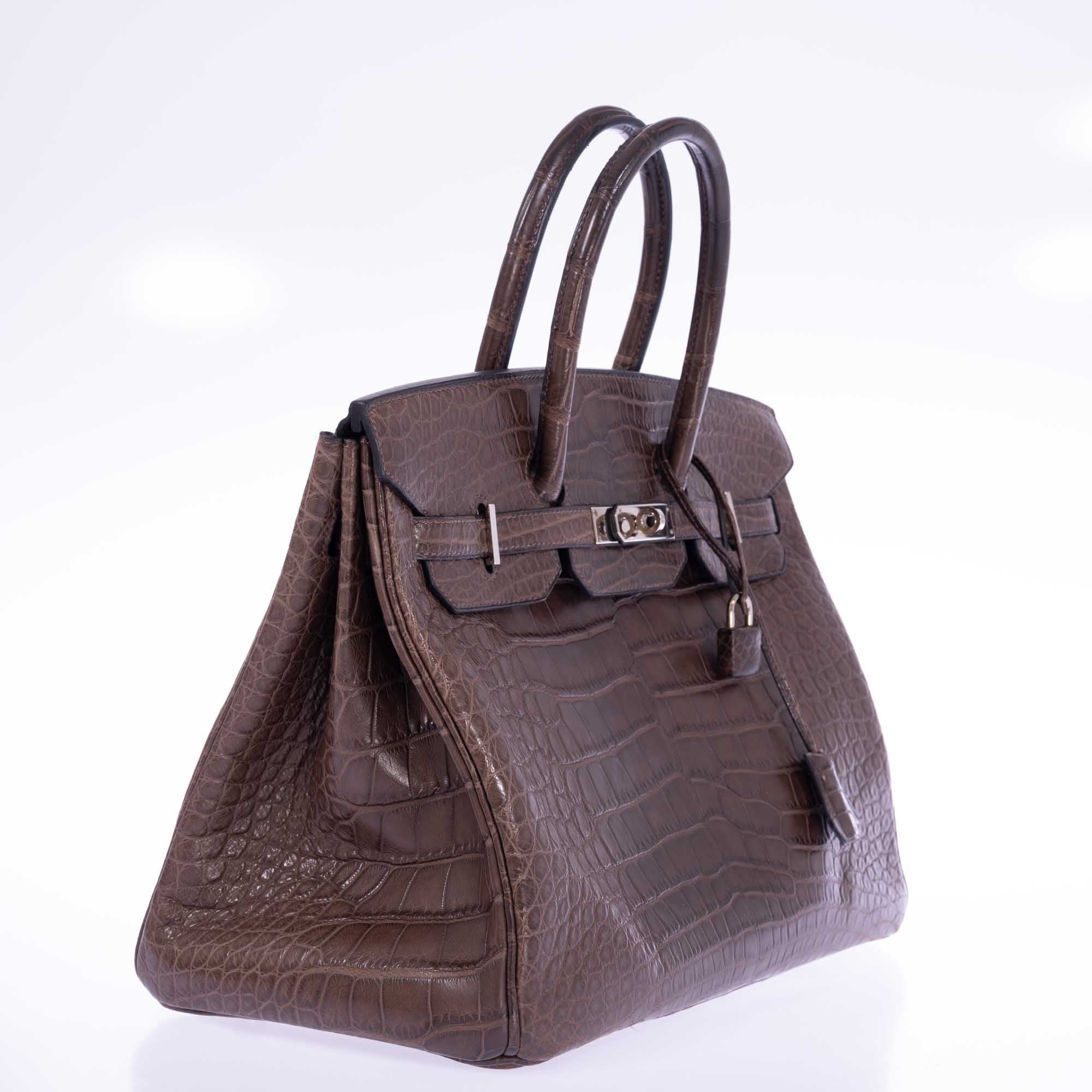 Hermès Birkin 35 Chocolate Matte Alligator Palladium Hardware