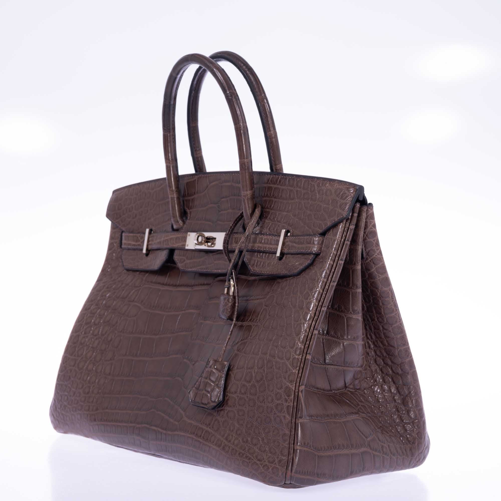 Hermès Birkin 35 Chocolate Matte Alligator Palladium Hardware