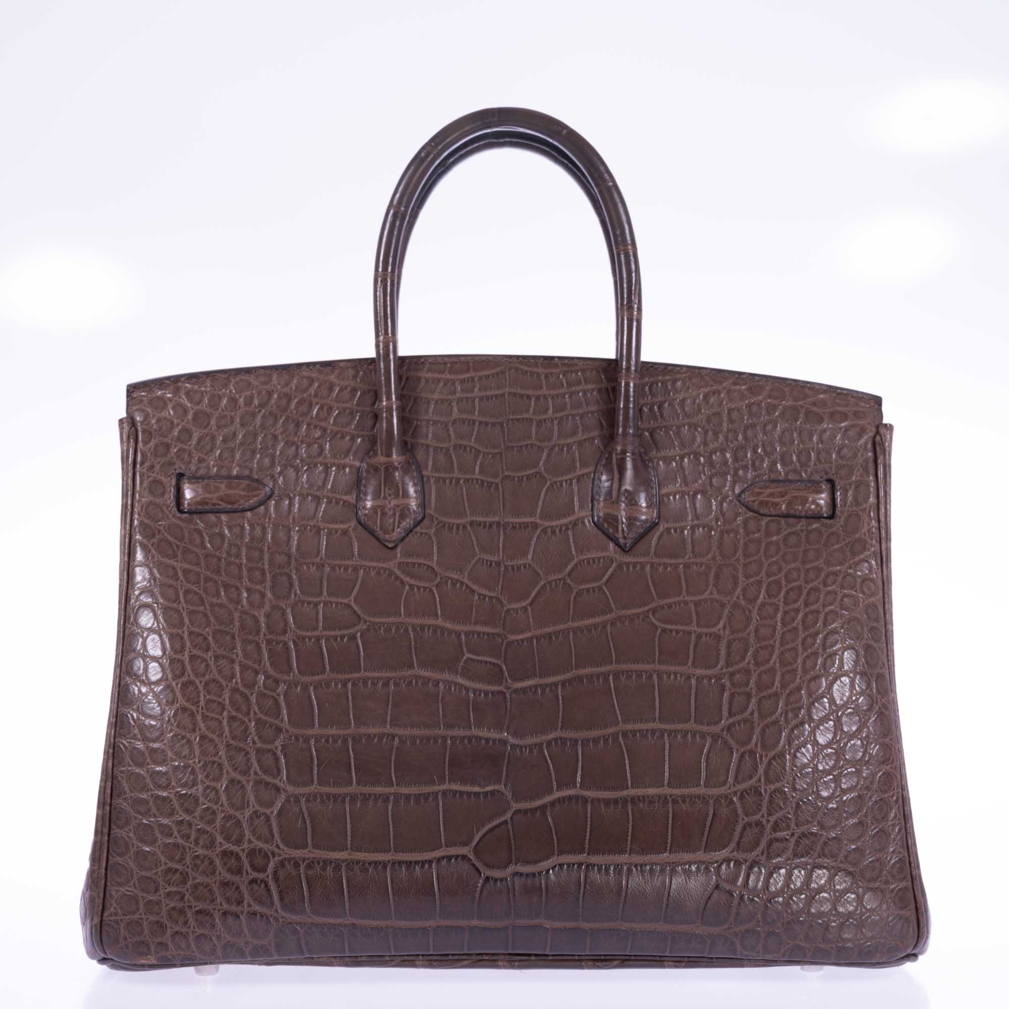 Hermès Birkin 35 Chocolate Matte Alligator Palladium Hardware