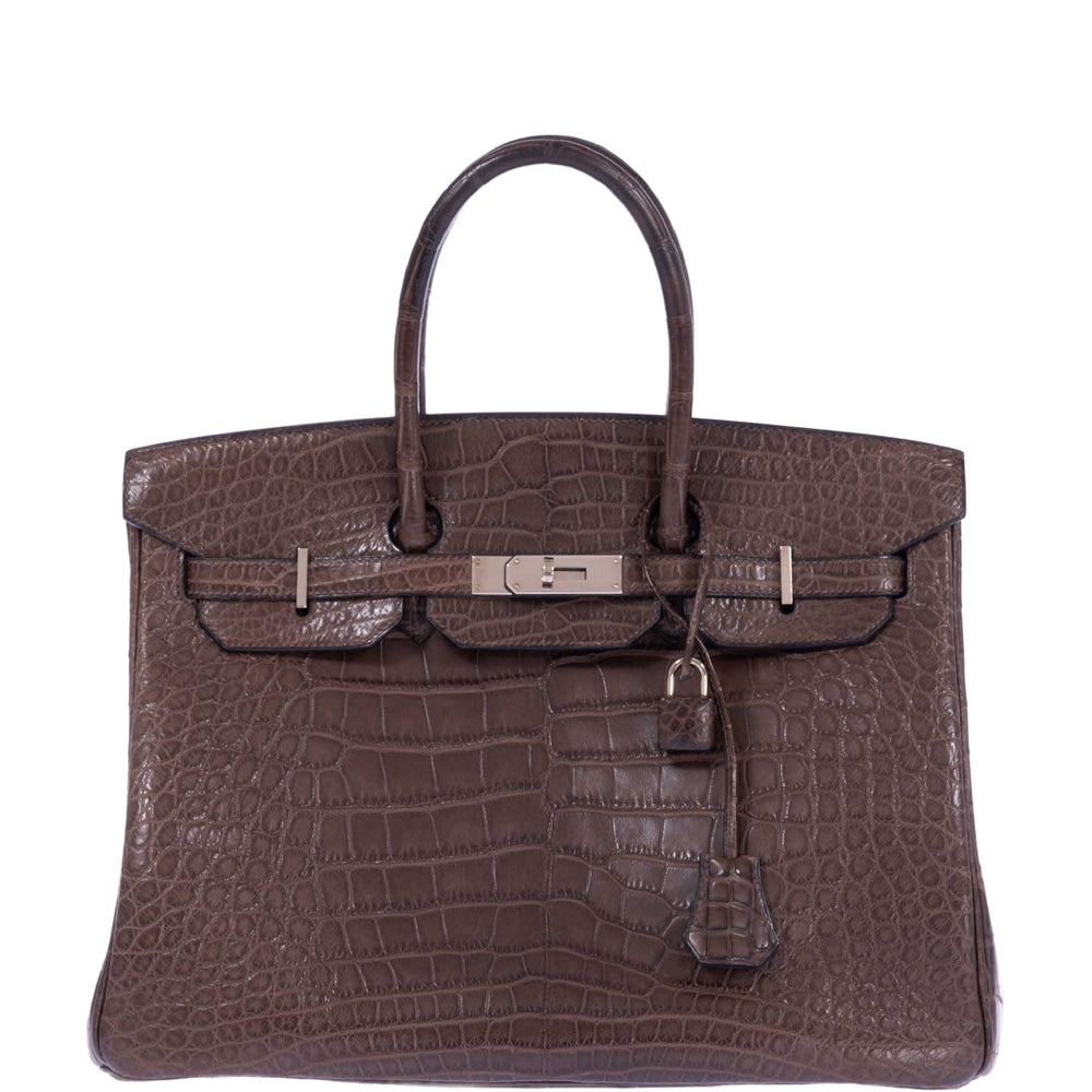 Hermès Birkin 35 Chocolate Matte Alligator Palladium Hardware