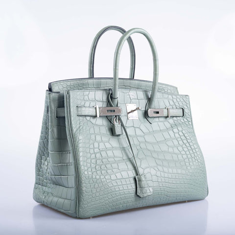 Hermès Birkin 35 Ciel Matte Alligator Palladium Hardware