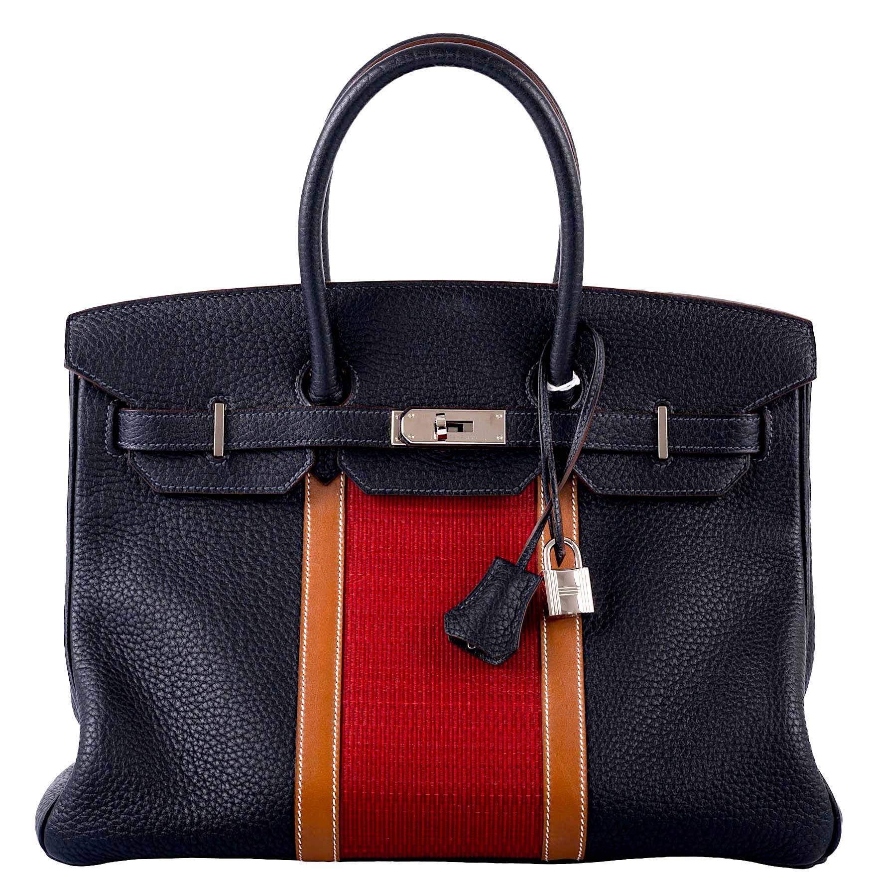 Hermès Birkin 35 Club Bleu Indigo Togo Rouge H Crin Fauve Barenia Palladium Hardware