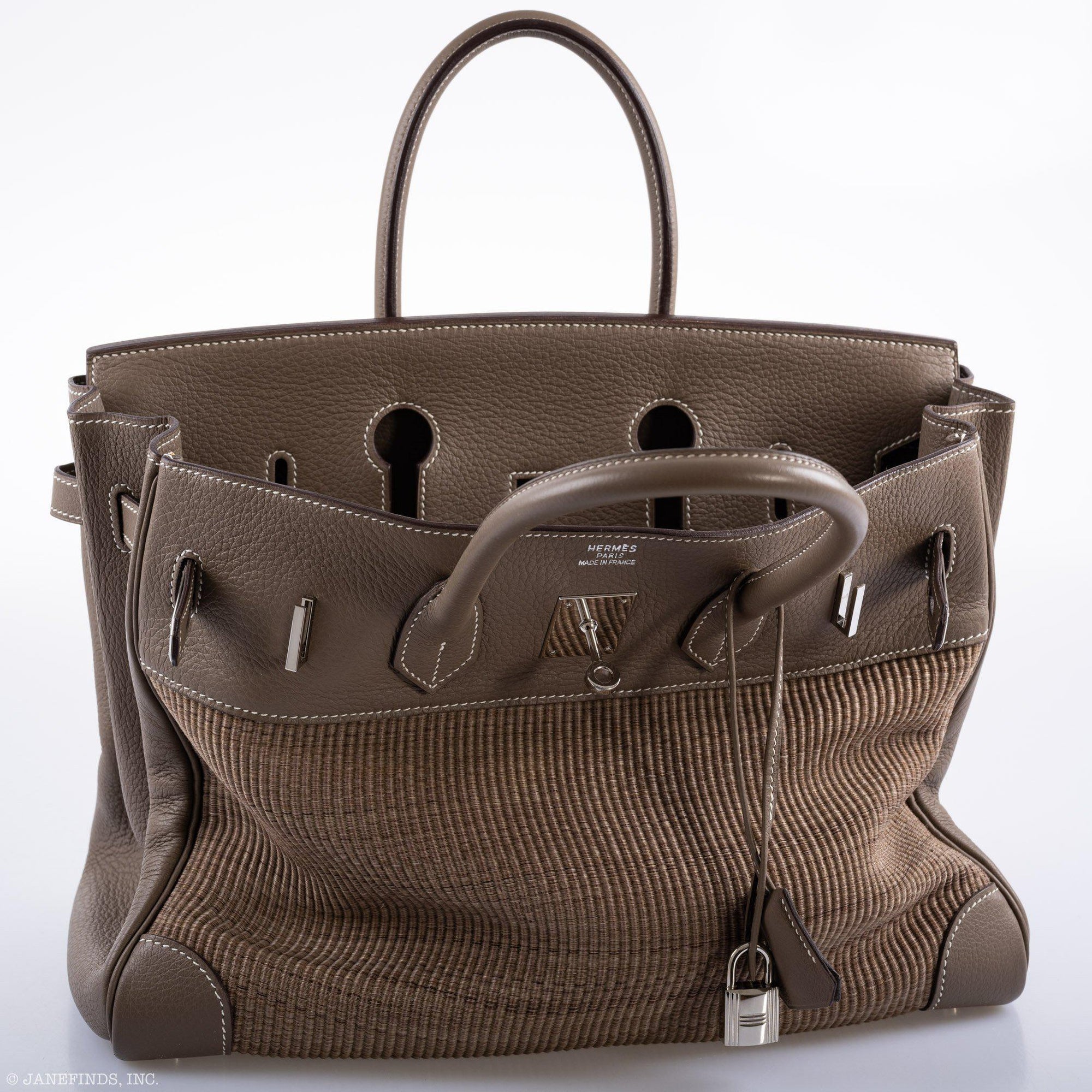 Hermès Birkin 35 Crinoline & Etoupe Clemence with Palladium Hardware