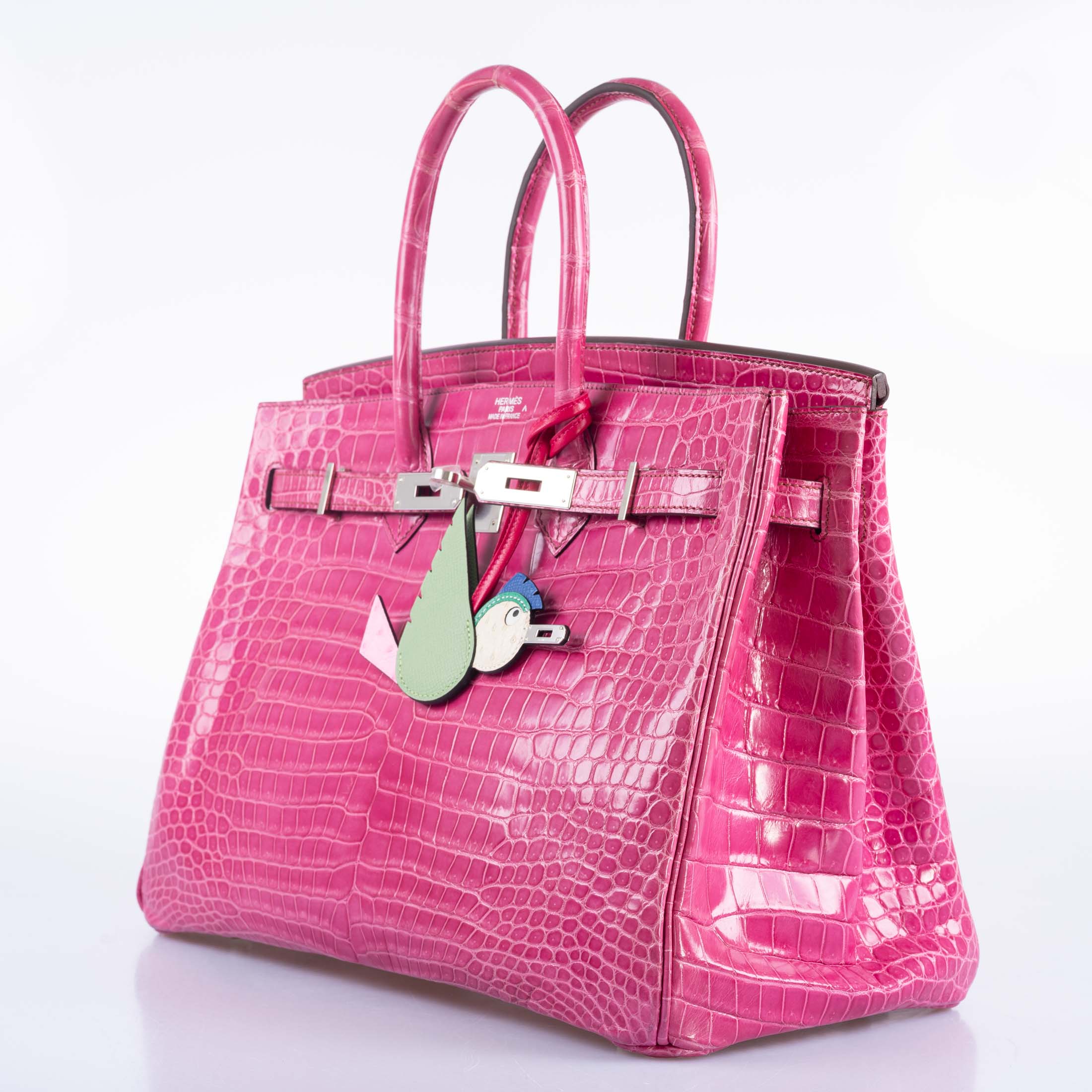 Hermès Birkin 35 Fuchsia Shiny Porosus Crocodile Palladium Hardware