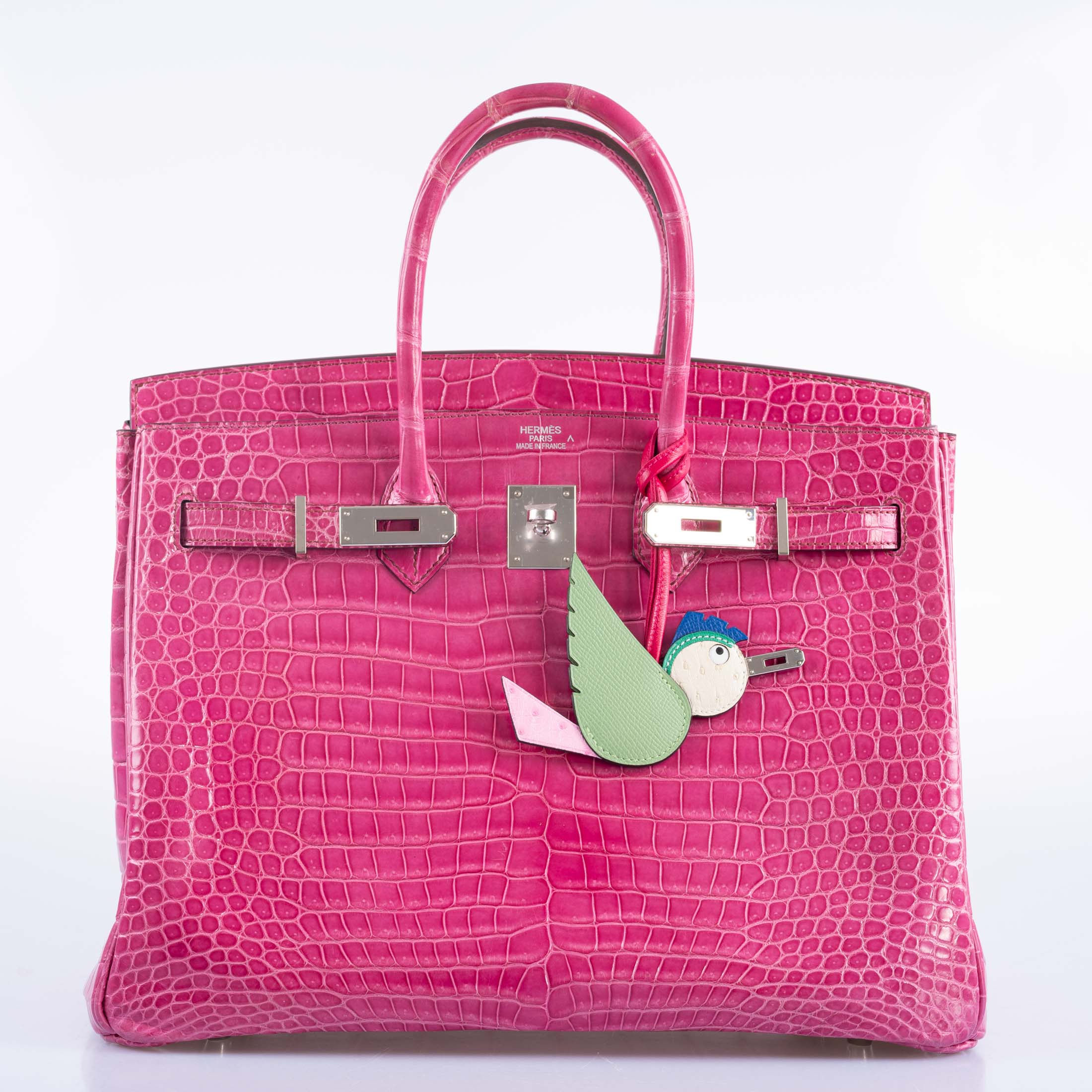 Hermès Birkin 35 Fuchsia Shiny Porosus Crocodile Palladium Hardware