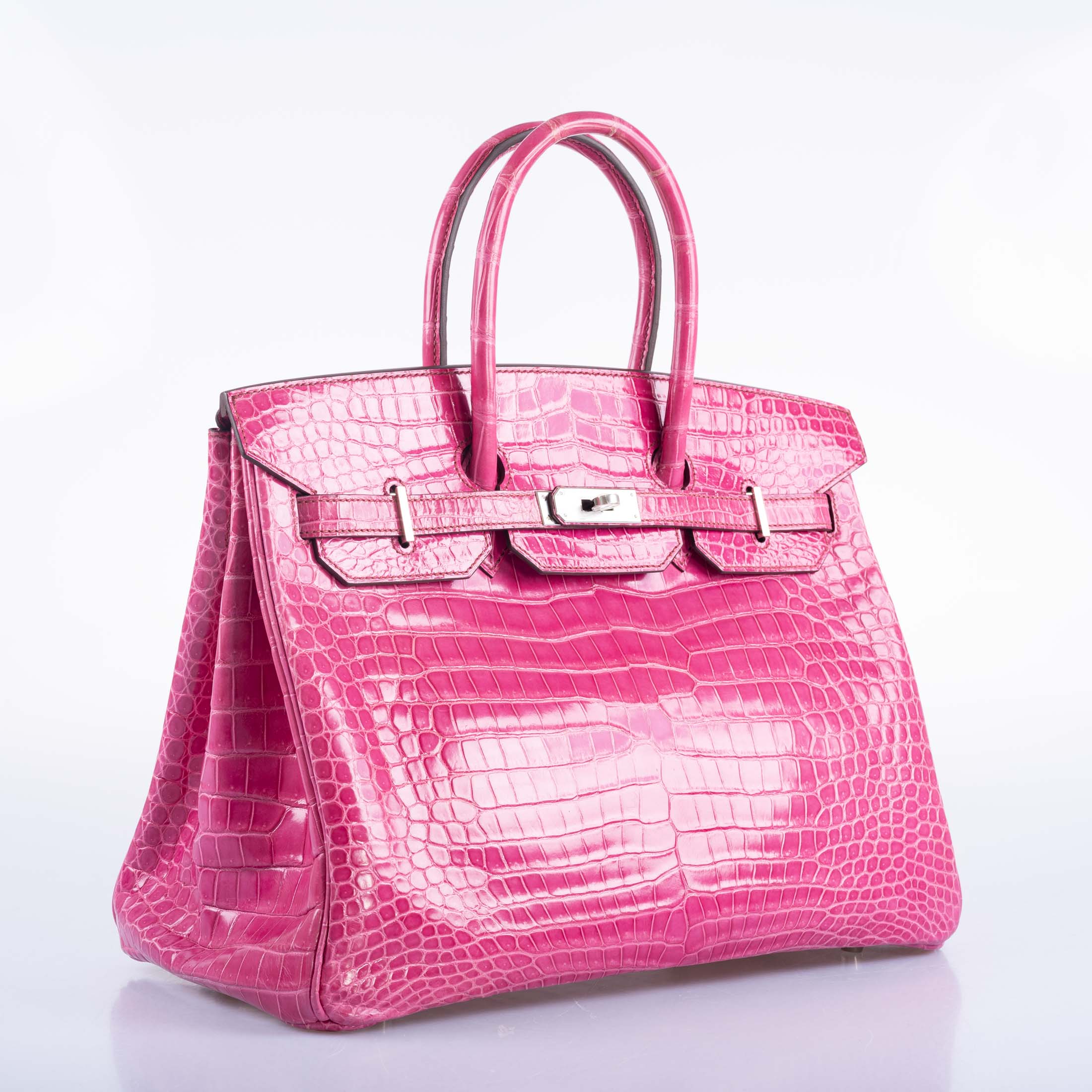 Hermès Birkin 35 Fuchsia Shiny Porosus Crocodile Palladium Hardware