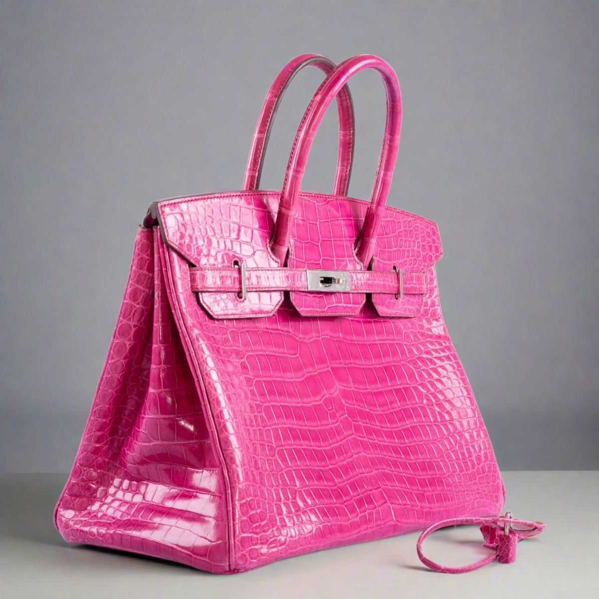 Hermès Birkin 35 in Fuchsia Shiny Porosus Crocodile with Palladium hardware, image 3 of 13