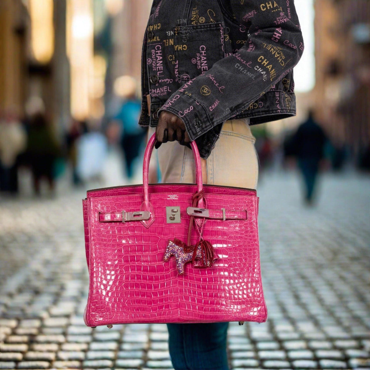 Hermès Birkin 35 in Fuchsia Shiny Porosus Crocodile with Palladium hardware, image 5 of 13