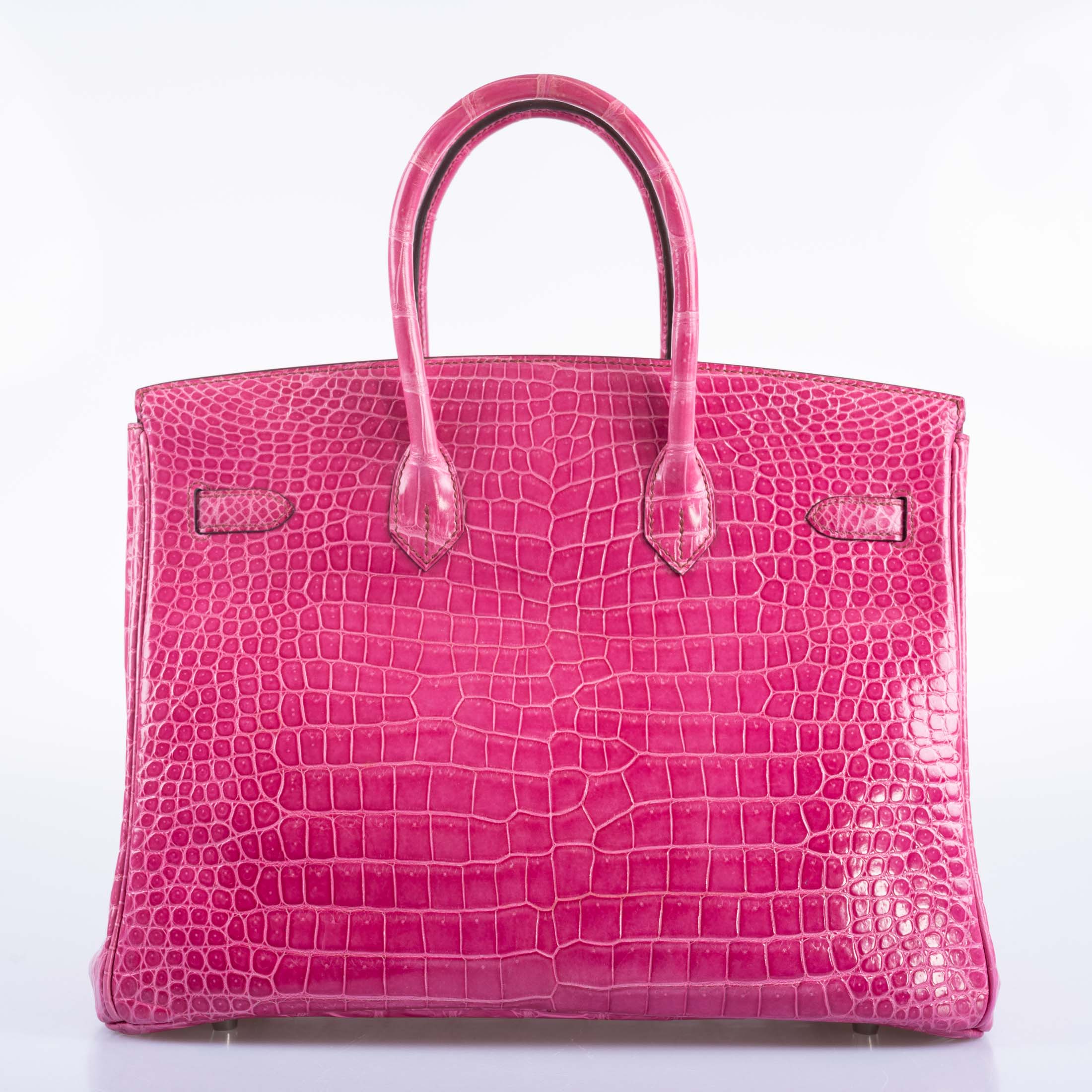 Hermès Birkin 35 Fuchsia Shiny Porosus Crocodile Palladium Hardware