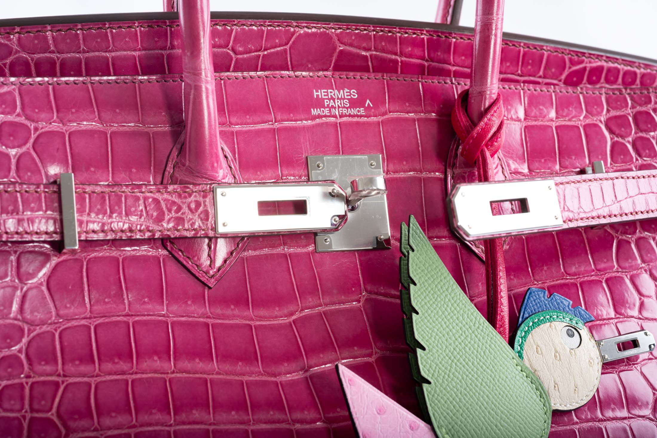 Hermès Birkin 35 Fuchsia Shiny Porosus Crocodile Palladium Hardware