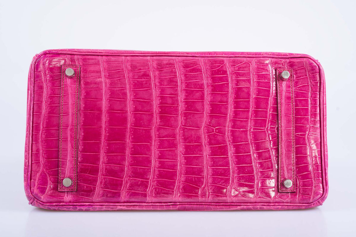 Hermès Birkin 35 in Fuchsia Shiny Porosus Crocodile with Palladium hardware, image 8 of 13