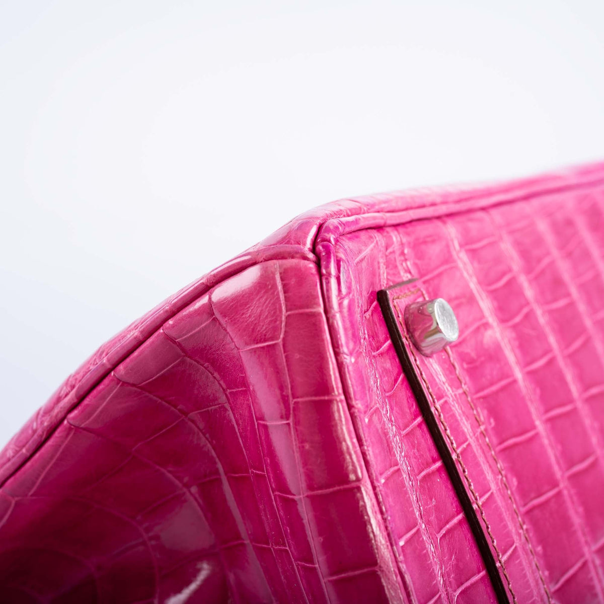 Hermès Birkin 35 in Fuchsia Shiny Porosus Crocodile with Palladium hardware, image 9 of 13