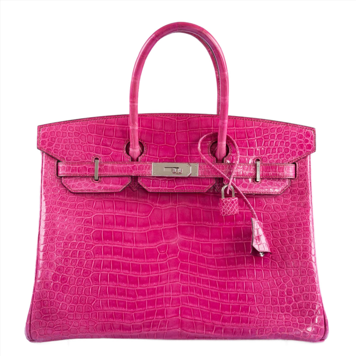 Hermès Birkin 35 in Fuchsia Shiny Porosus Crocodile with Palladium hardware