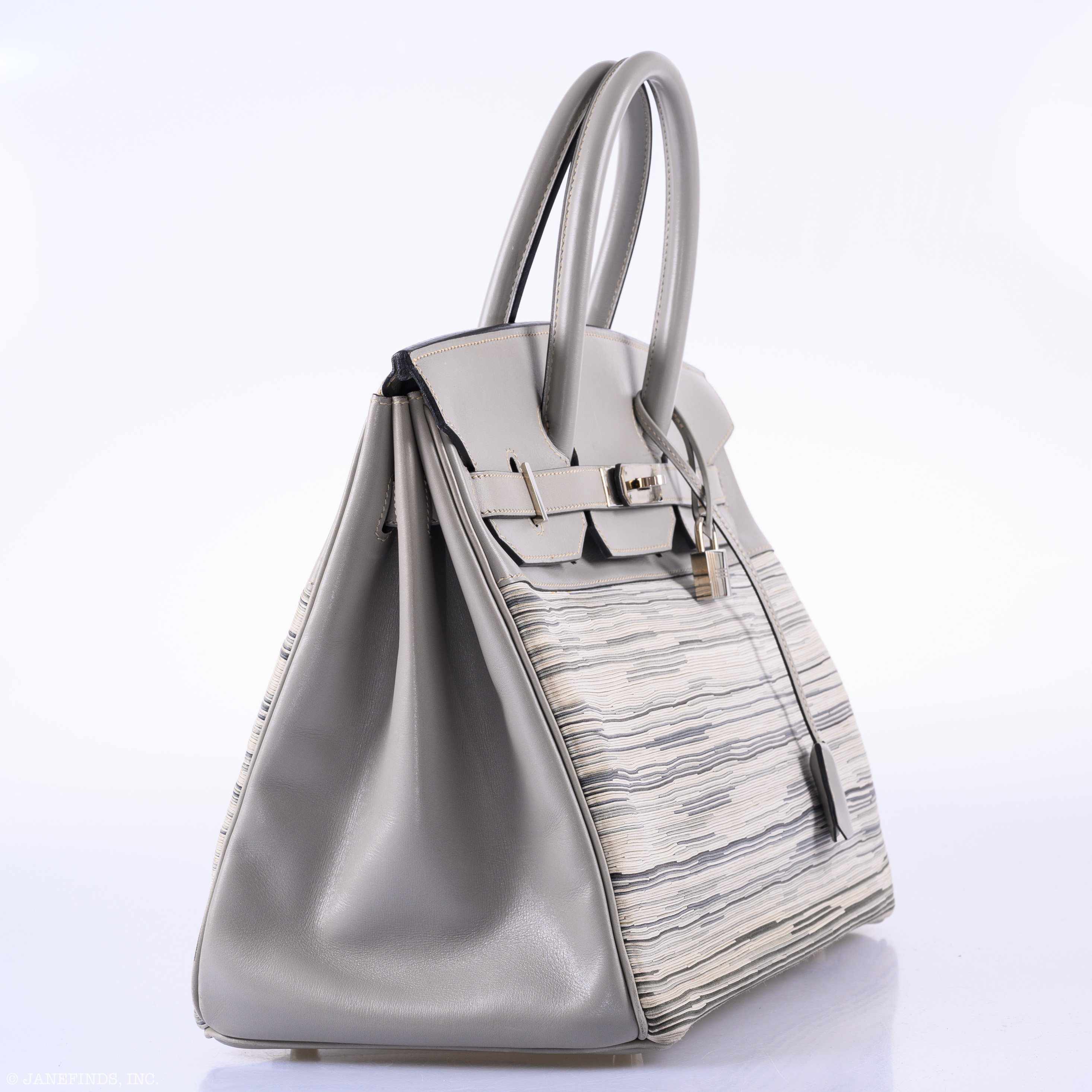 Hermès Birkin 35 Gray Vibrato and Gris Perle Box Palladium Hardware