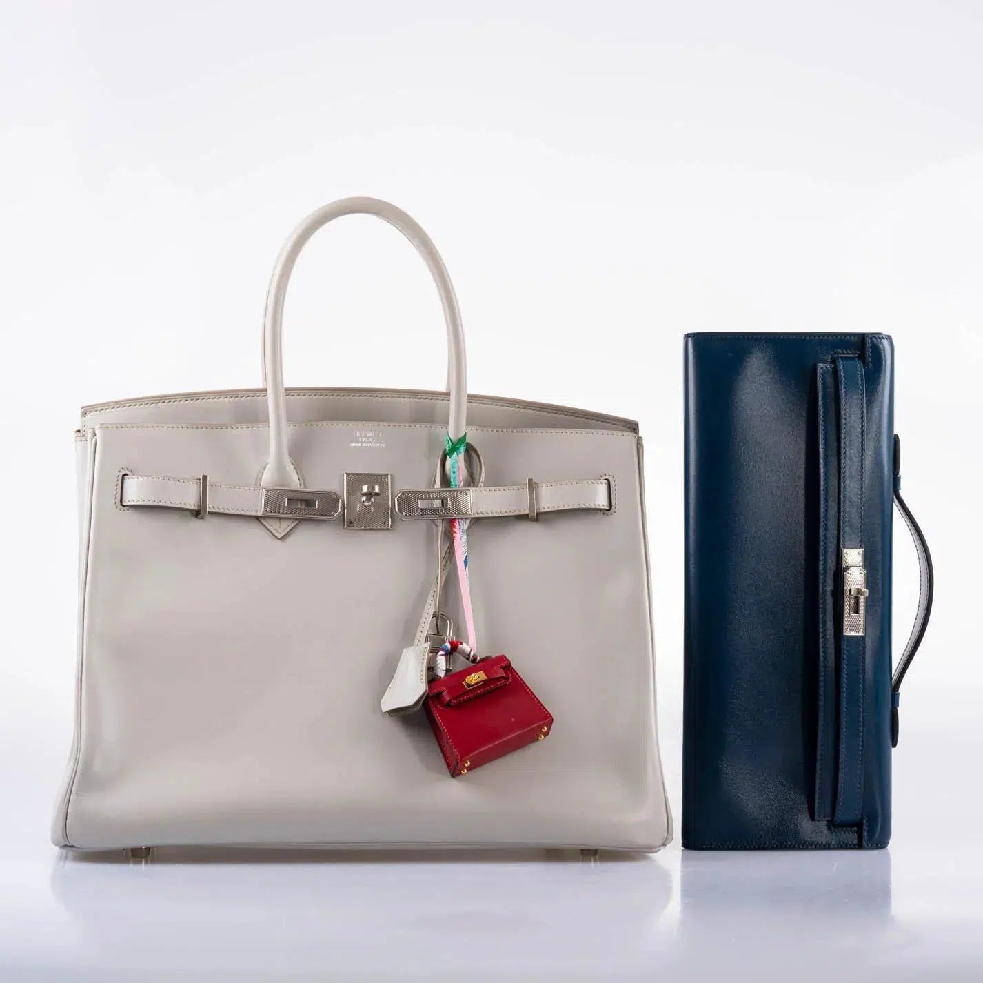 Hermès Birkin 35 Gris Perle Tadelakt Guilloche Palladium Hardware