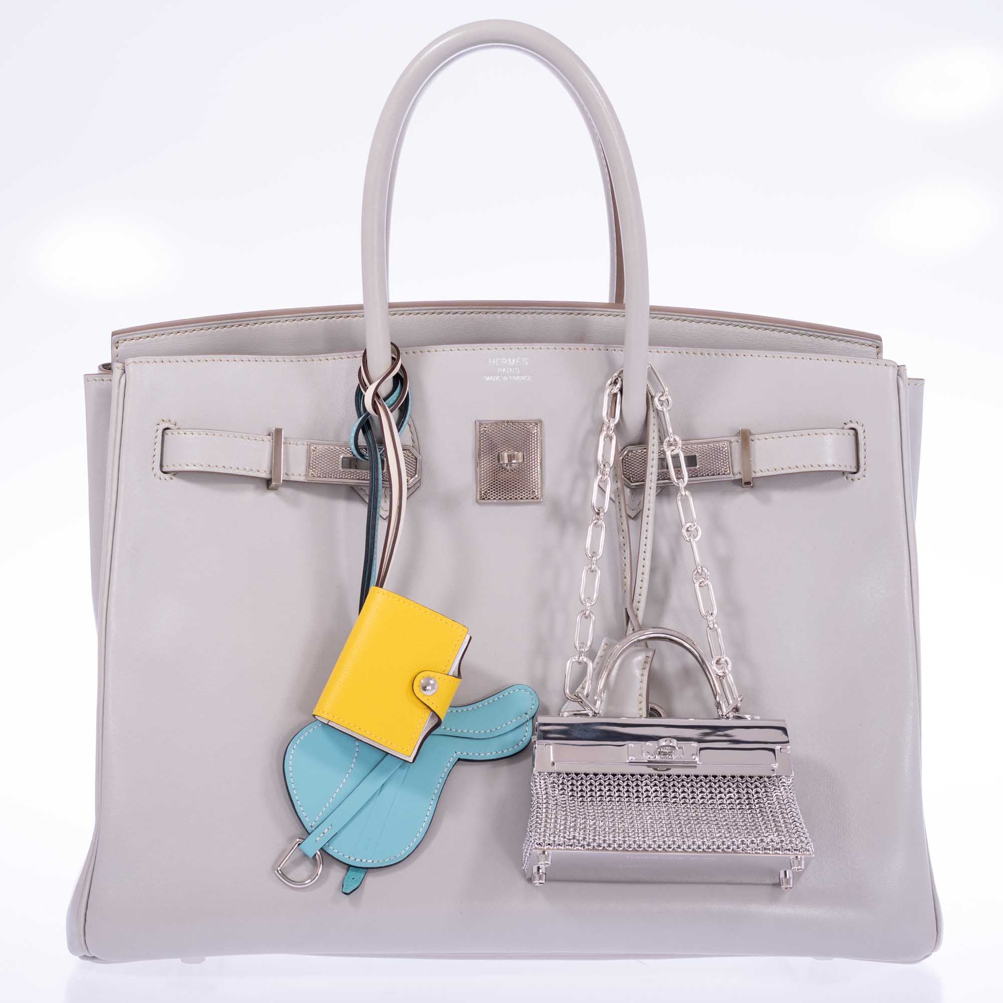 Hermès Birkin 35 Gris Perle Tadelakt Guilloche Palladium Hardware